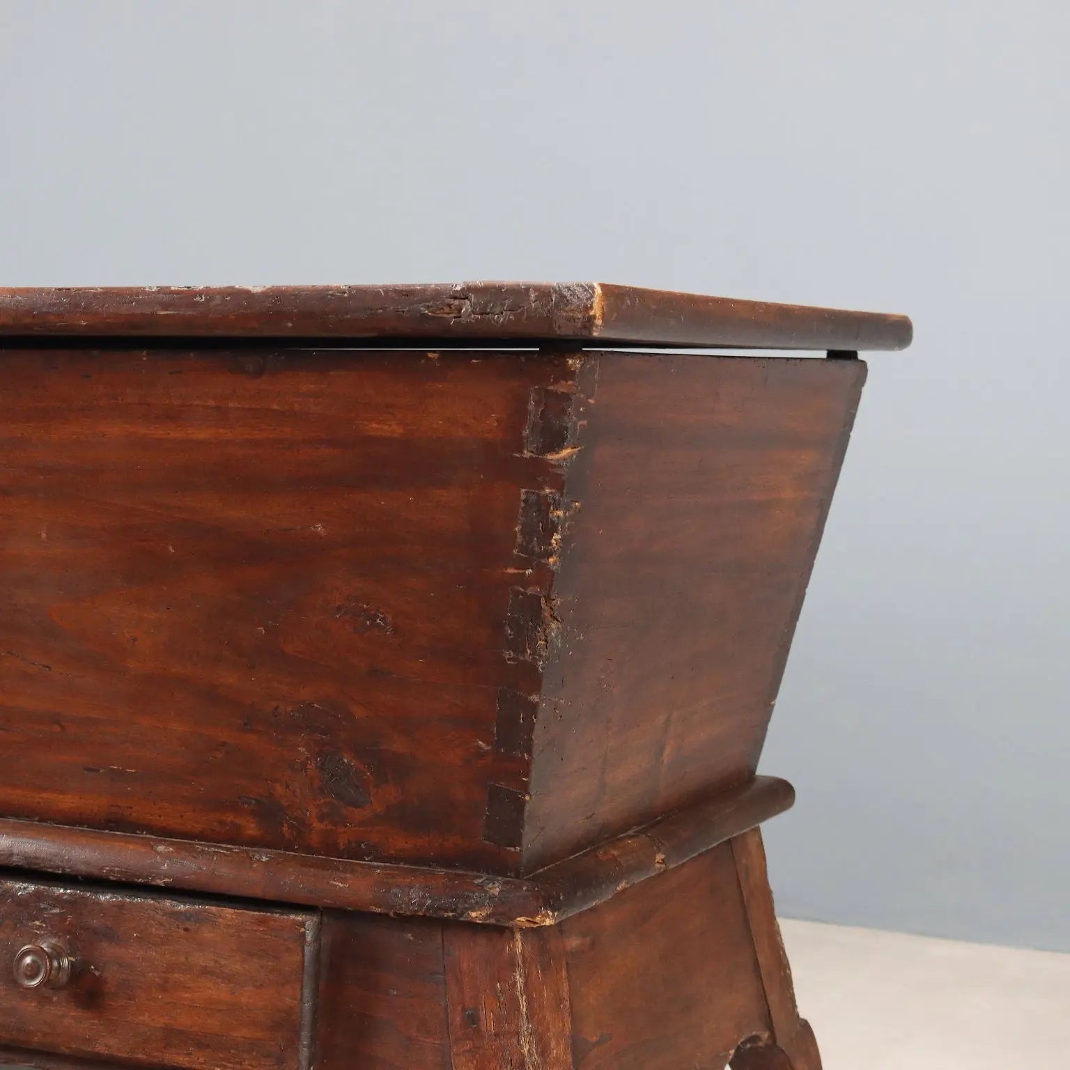 Antique Chest Walnut Painted Poplar with Drawers XIX Century