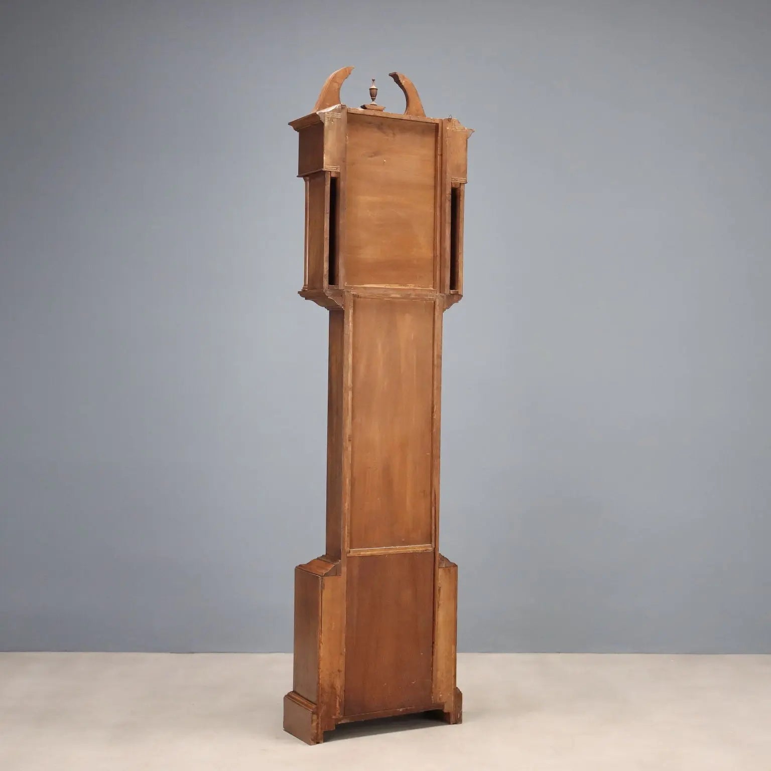 Antique Tower-Shaped Clock Walnut Metal Italy XX Century