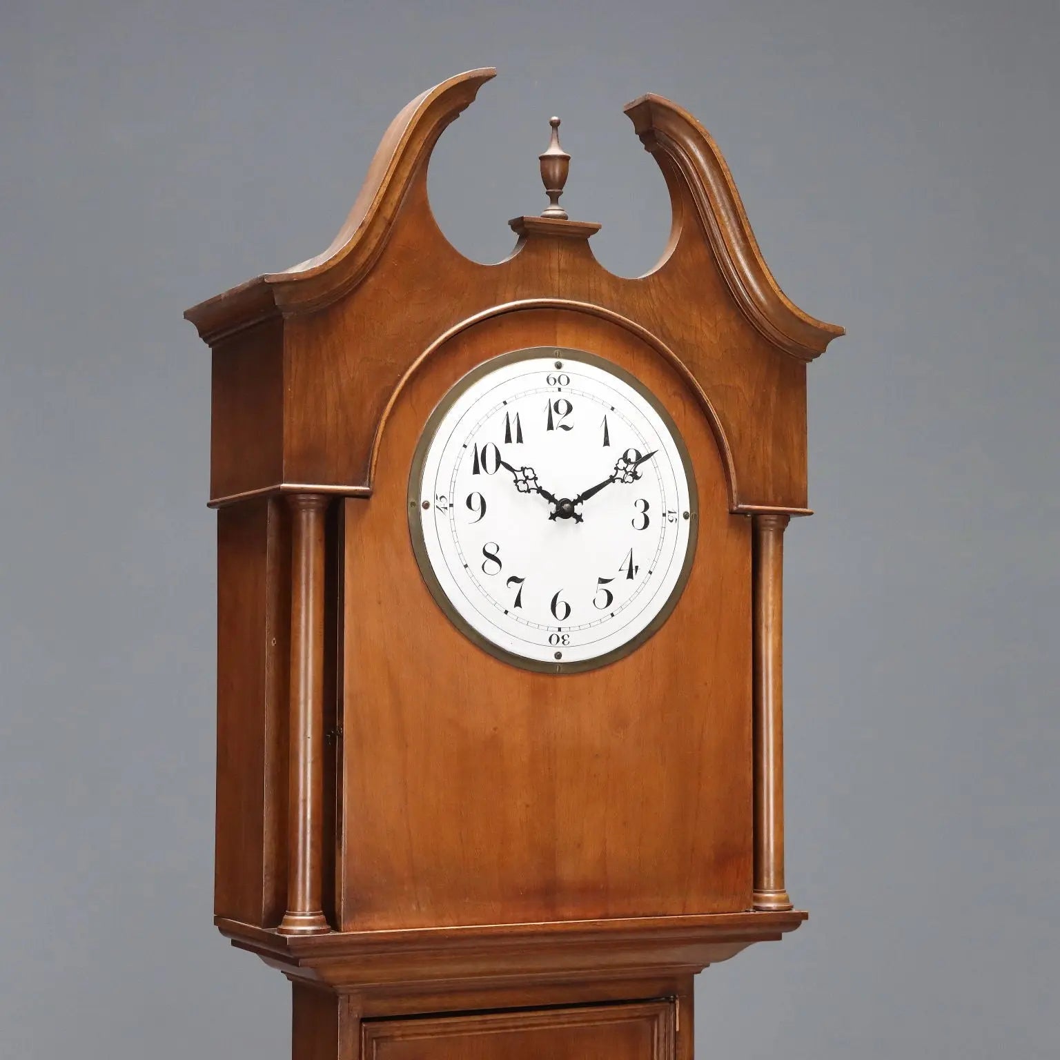 Antique Tower-Shaped Clock Walnut Metal Italy XX Century