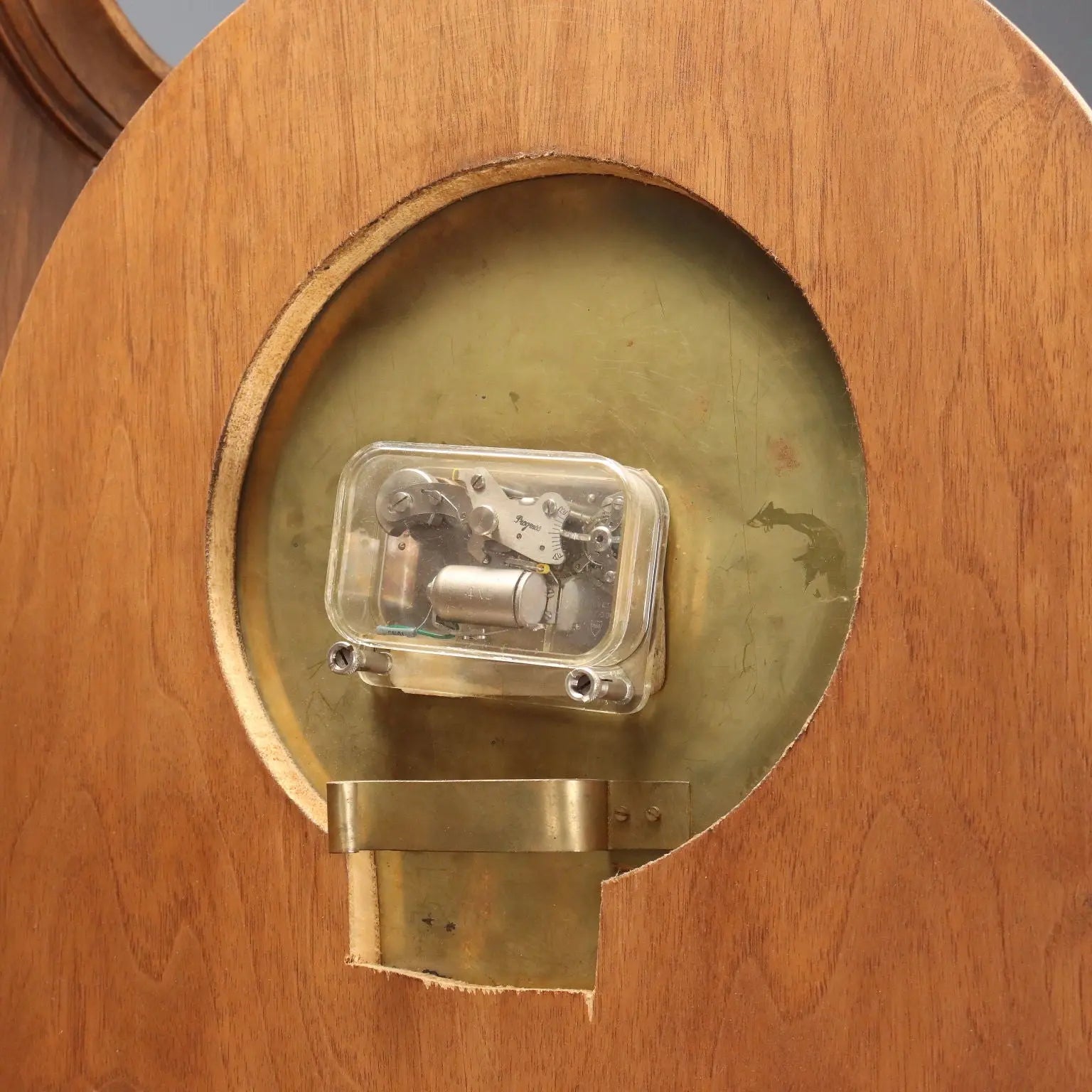 Antique Tower-Shaped Clock Walnut Metal Italy XX Century