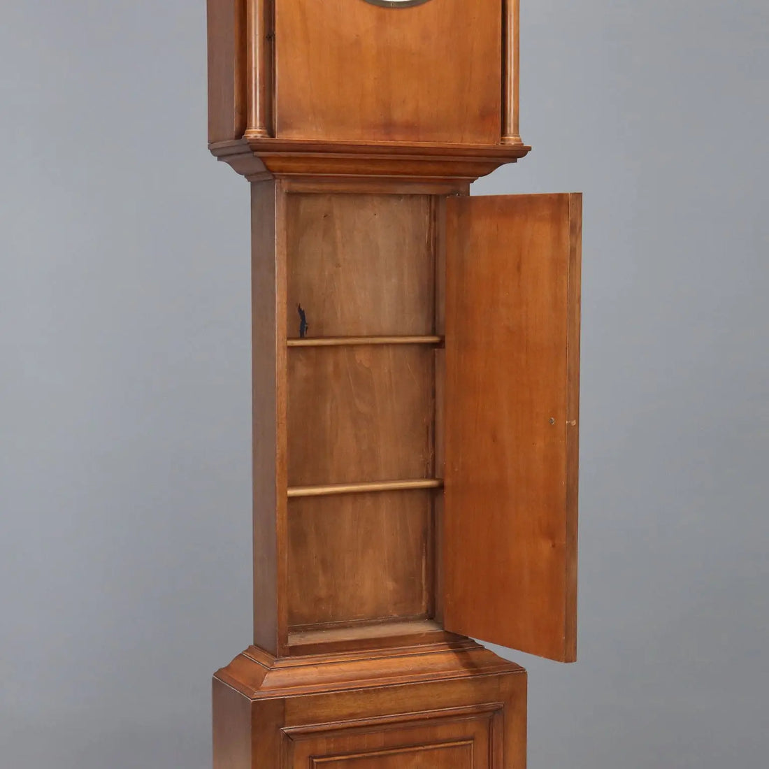 Antique Tower-Shaped Clock Walnut Metal Italy XX Century