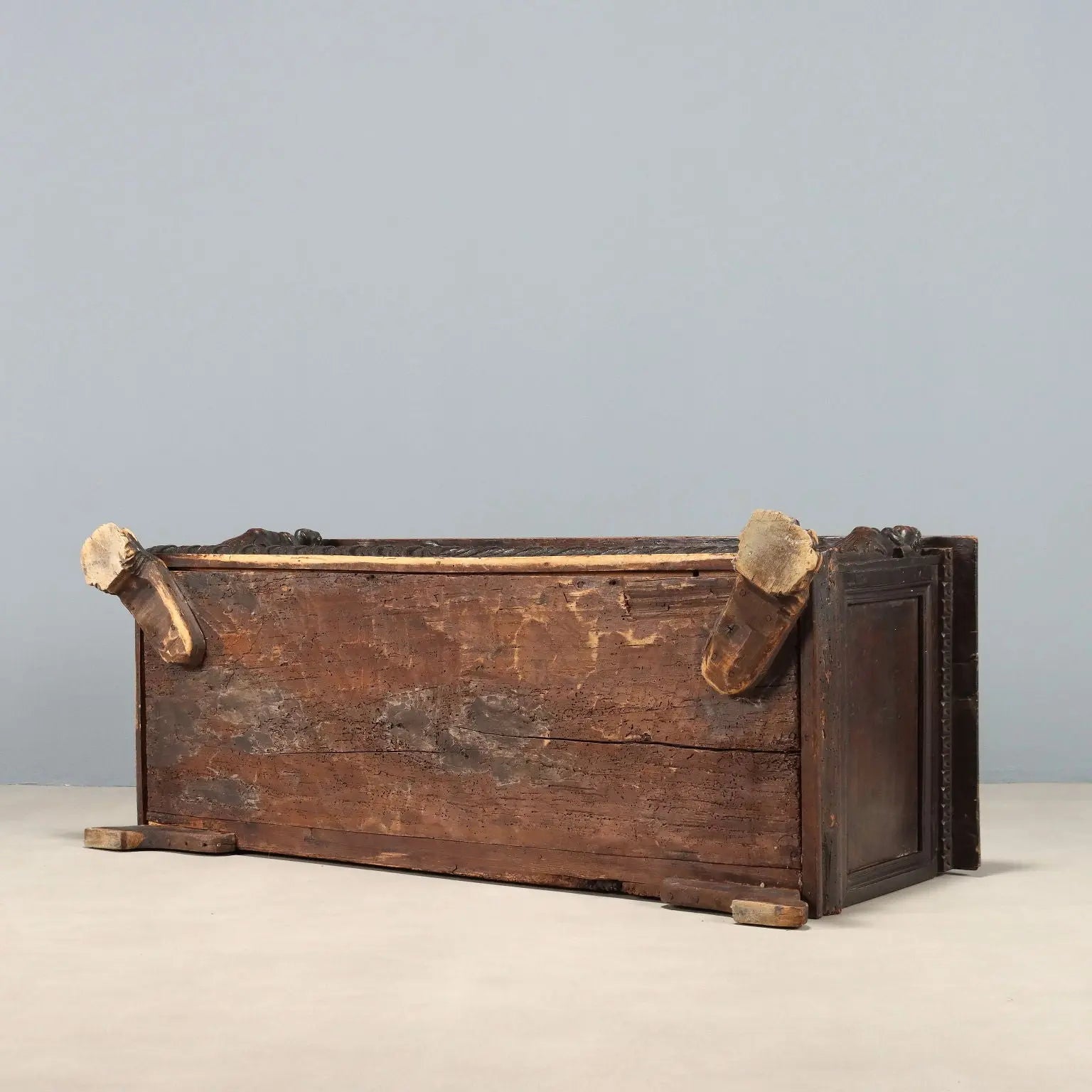 Antique Chest Walnut Carved Front Italy XIX Century