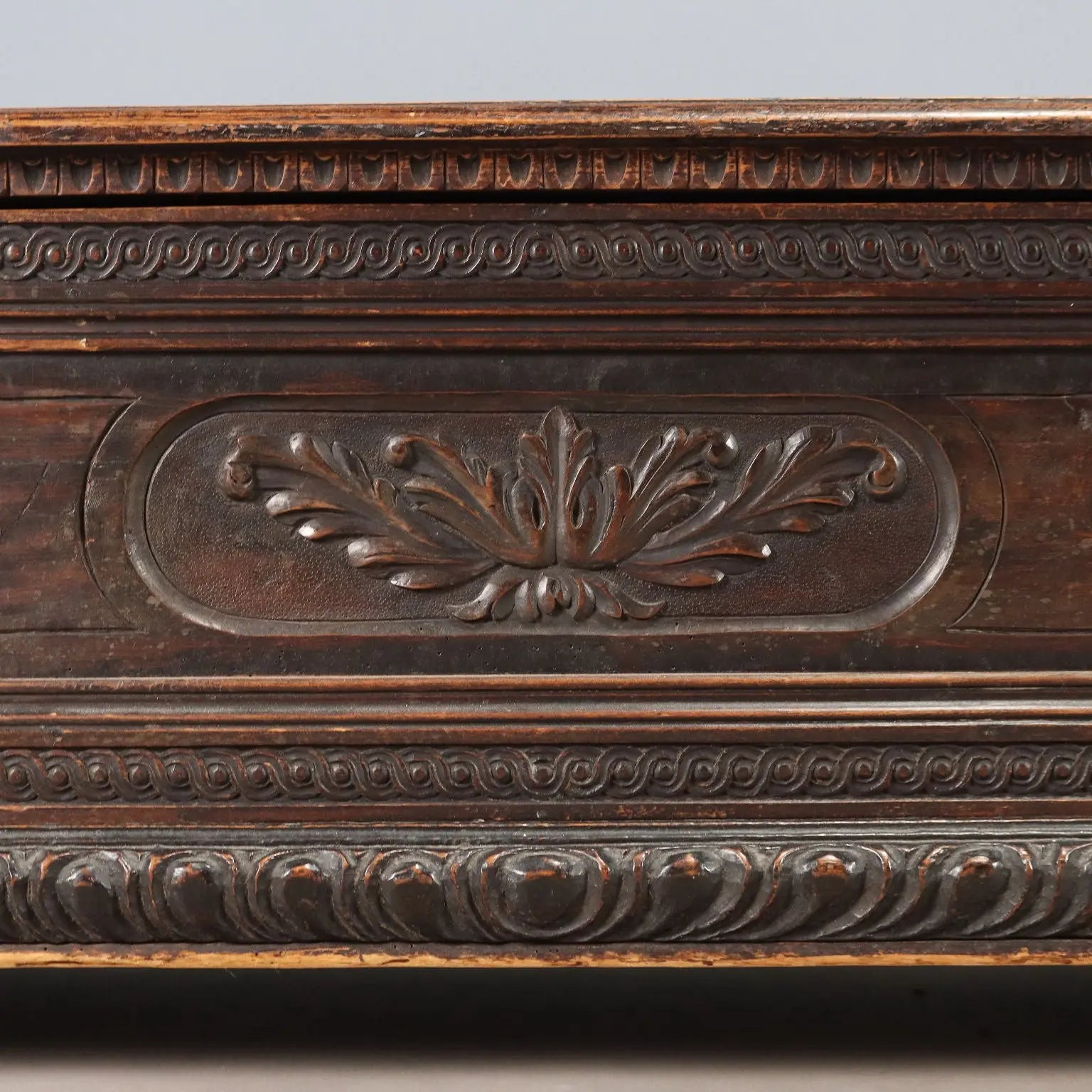 Antique Chest Walnut Carved Front Italy XIX Century