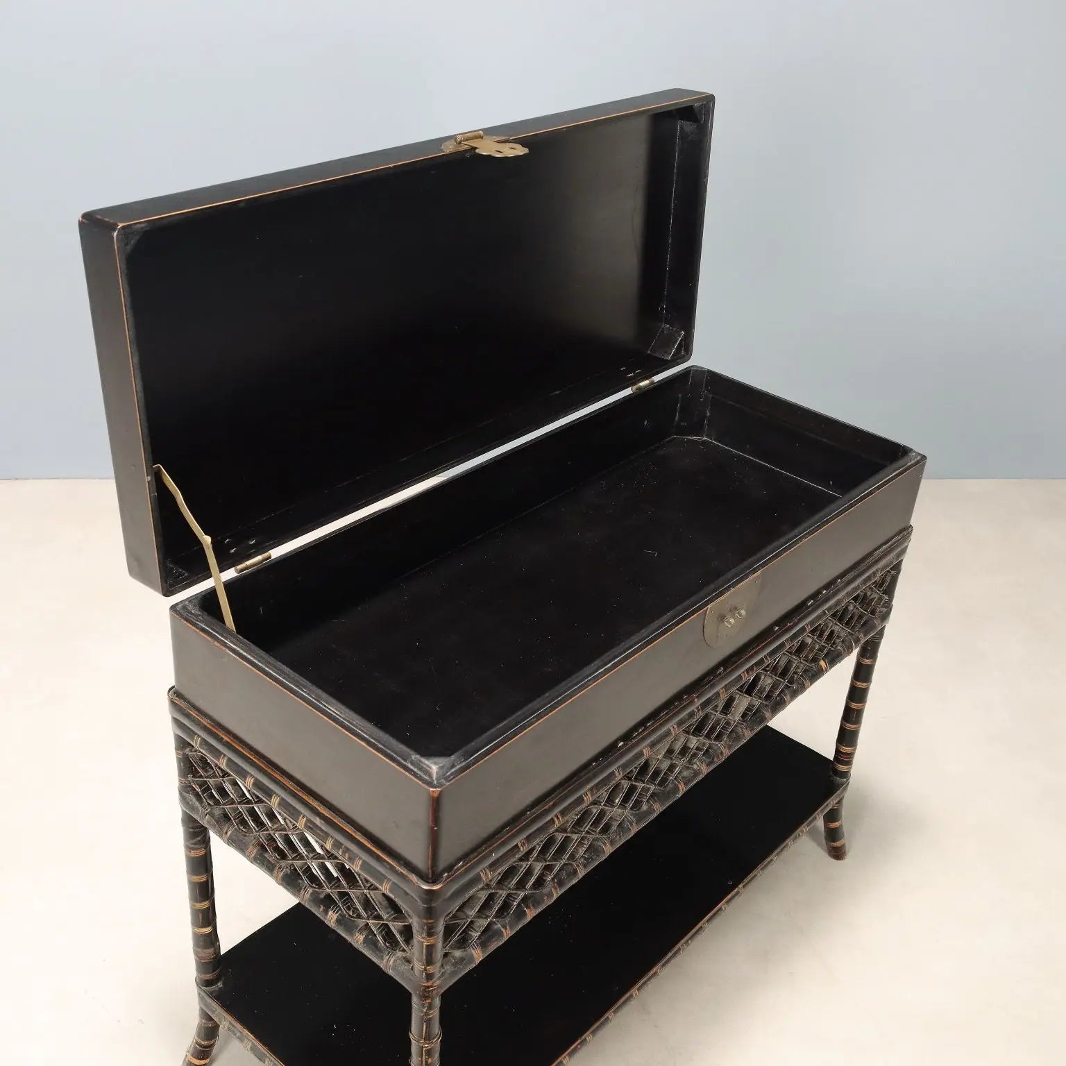 Antique Chest Lacquered Wood Chinoiserie Style China XIX Century