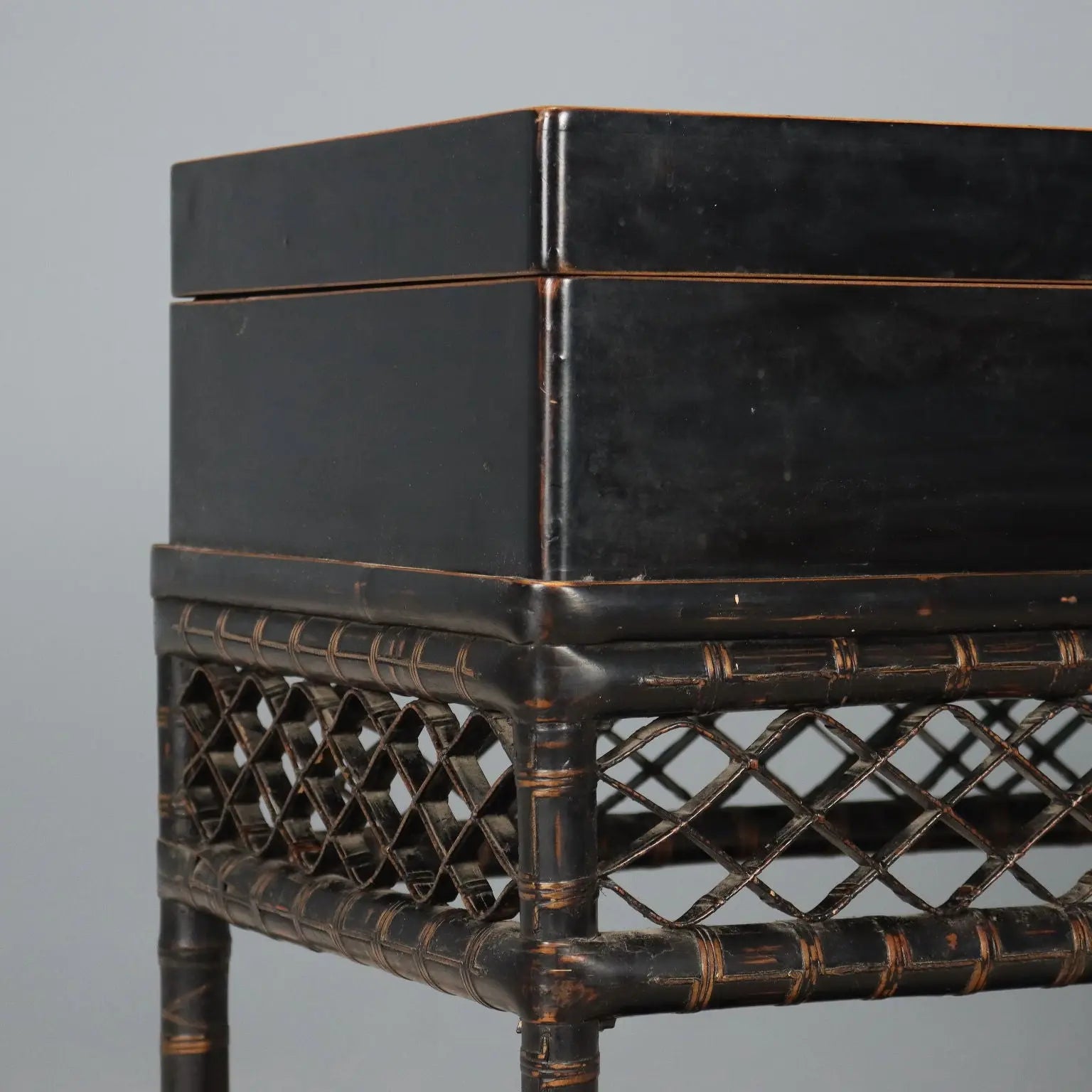 Antique Chest Lacquered Wood Chinoiserie Style China XIX Century