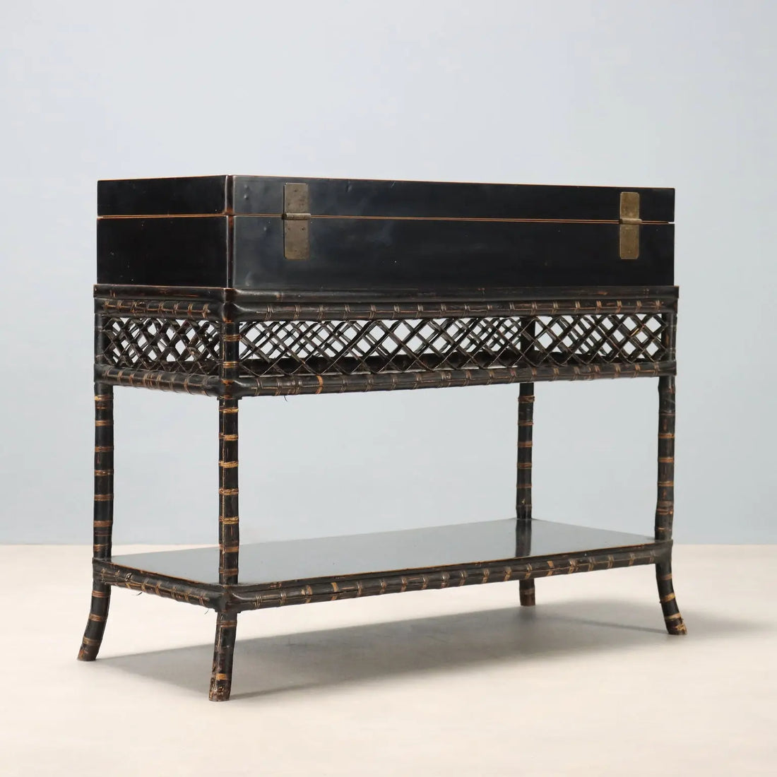 Antique Chest Lacquered Wood Chinoiserie Style China XIX Century
