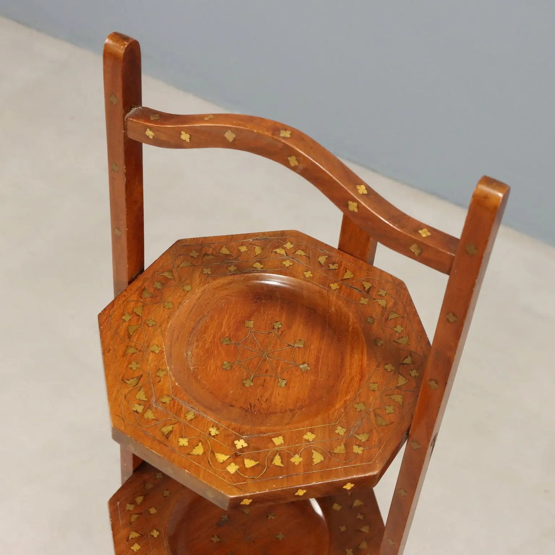 Antique Valet Walnut Inlays Brass Italy Late XIX Century