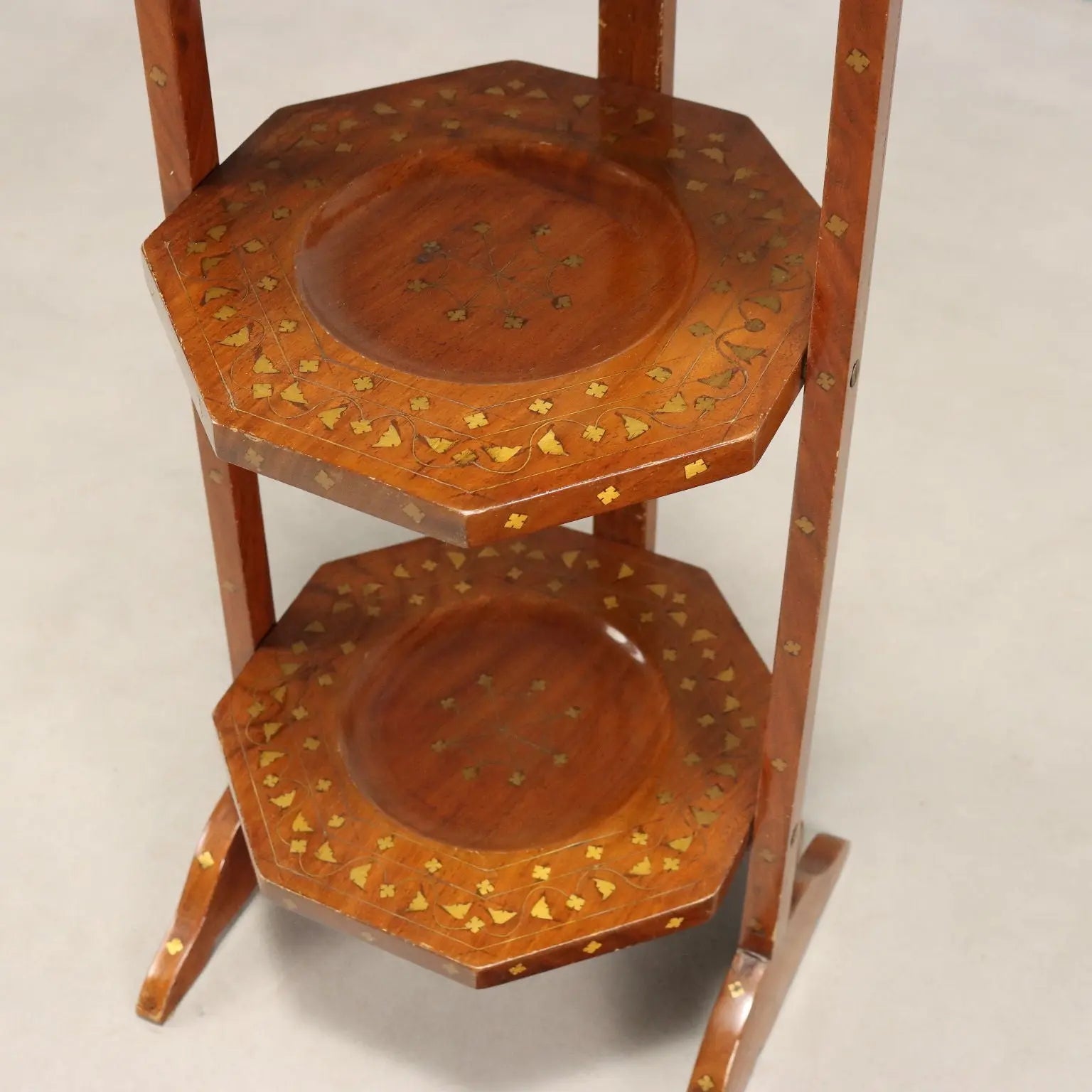 Antique Valet Walnut Inlays Brass Italy Late XIX Century