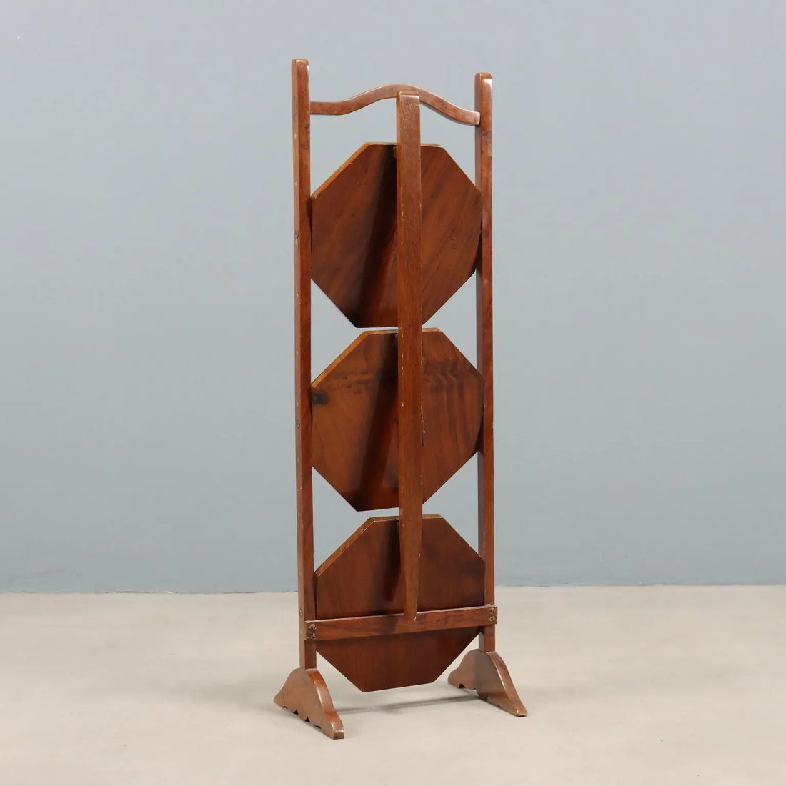 Antique Valet Walnut Inlays Brass Italy Late XIX Century