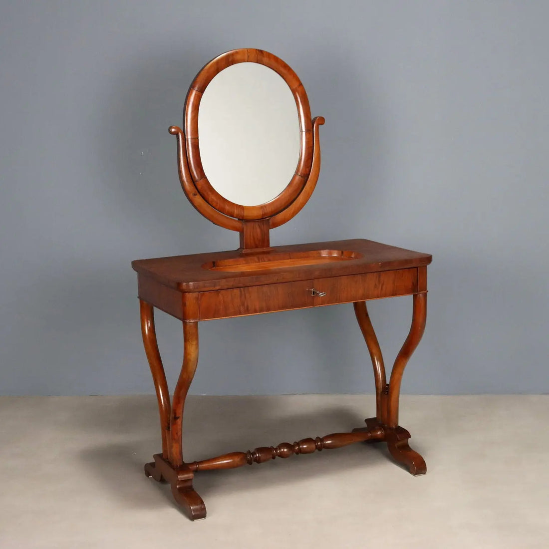 Antique Vanity Table Walnut with Drawer XIX Century