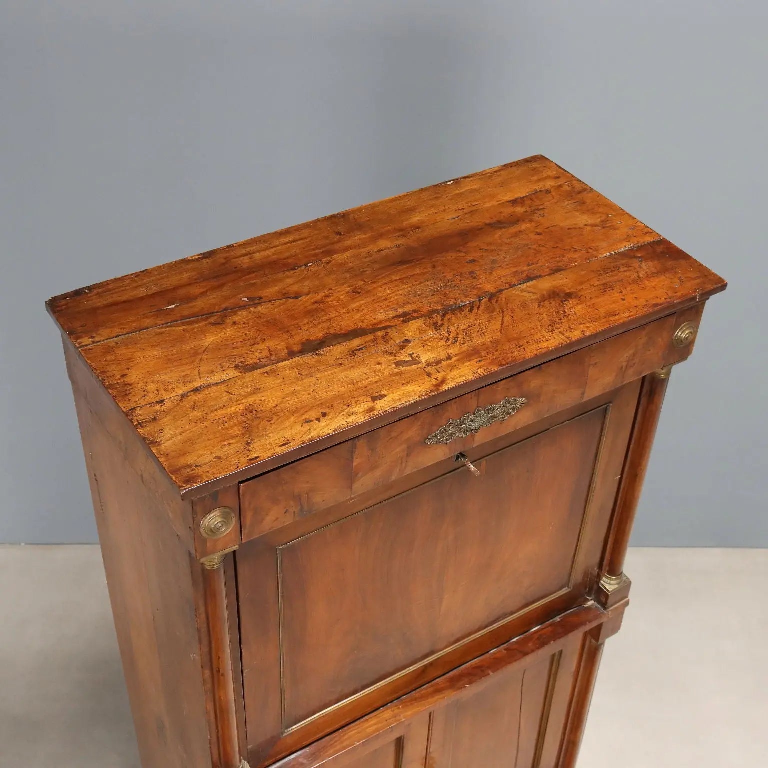 Empire Secrétaire in Walnut with Chiseled Bronzes