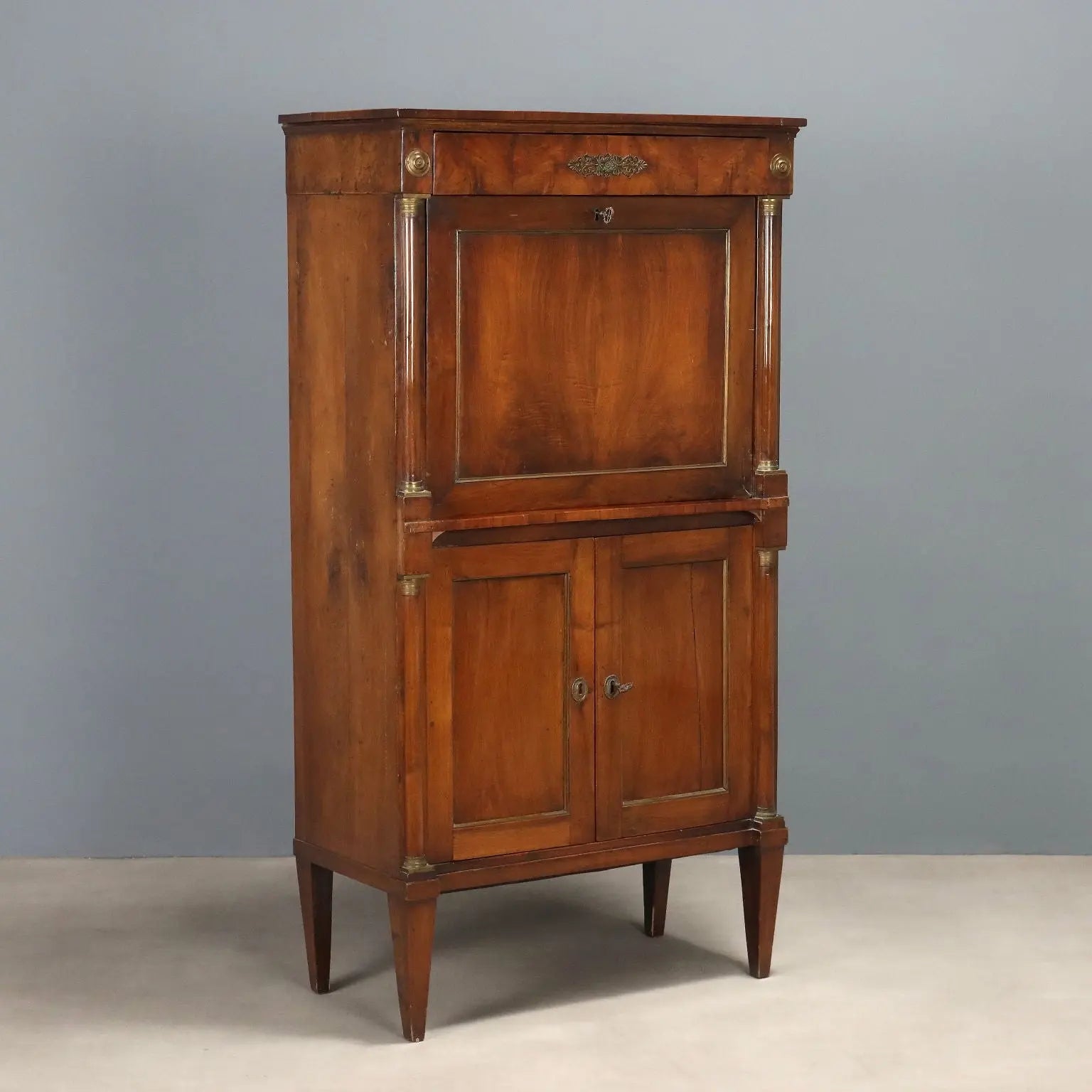 Empire Secrétaire in Walnut with Chiseled Bronzes