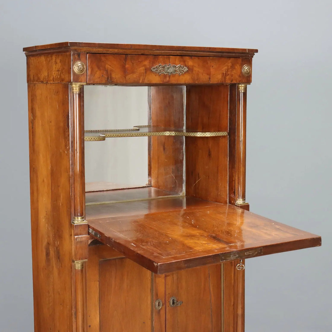Empire Secrétaire in Walnut with Chiseled Bronzes