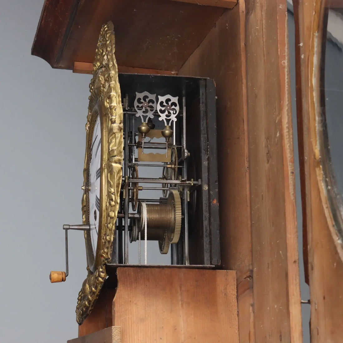 Antique Pendulum Clock L. Gremaux Wood Metal XIX Century