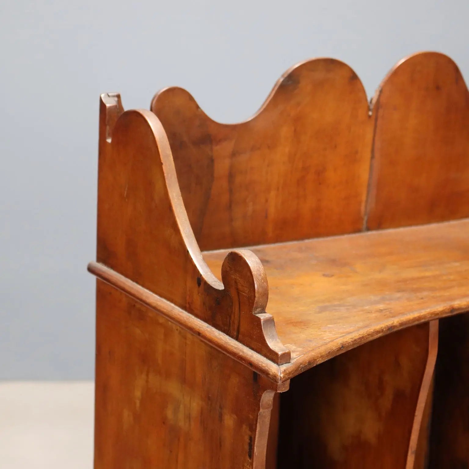 Small Antique Portable Bookcase Walnut Carvings XIX Century