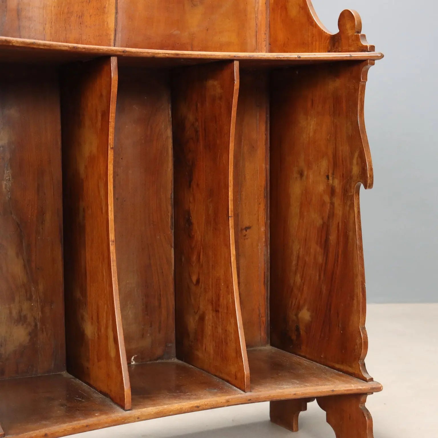 Small Antique Portable Bookcase Walnut Carvings XIX Century