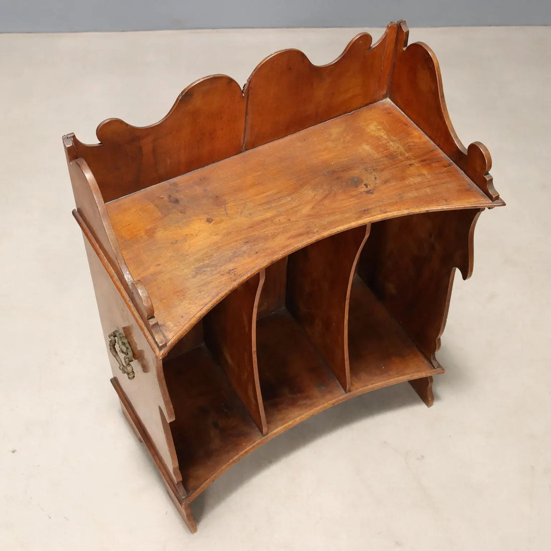 Small Antique Portable Bookcase Walnut Carvings XIX Century
