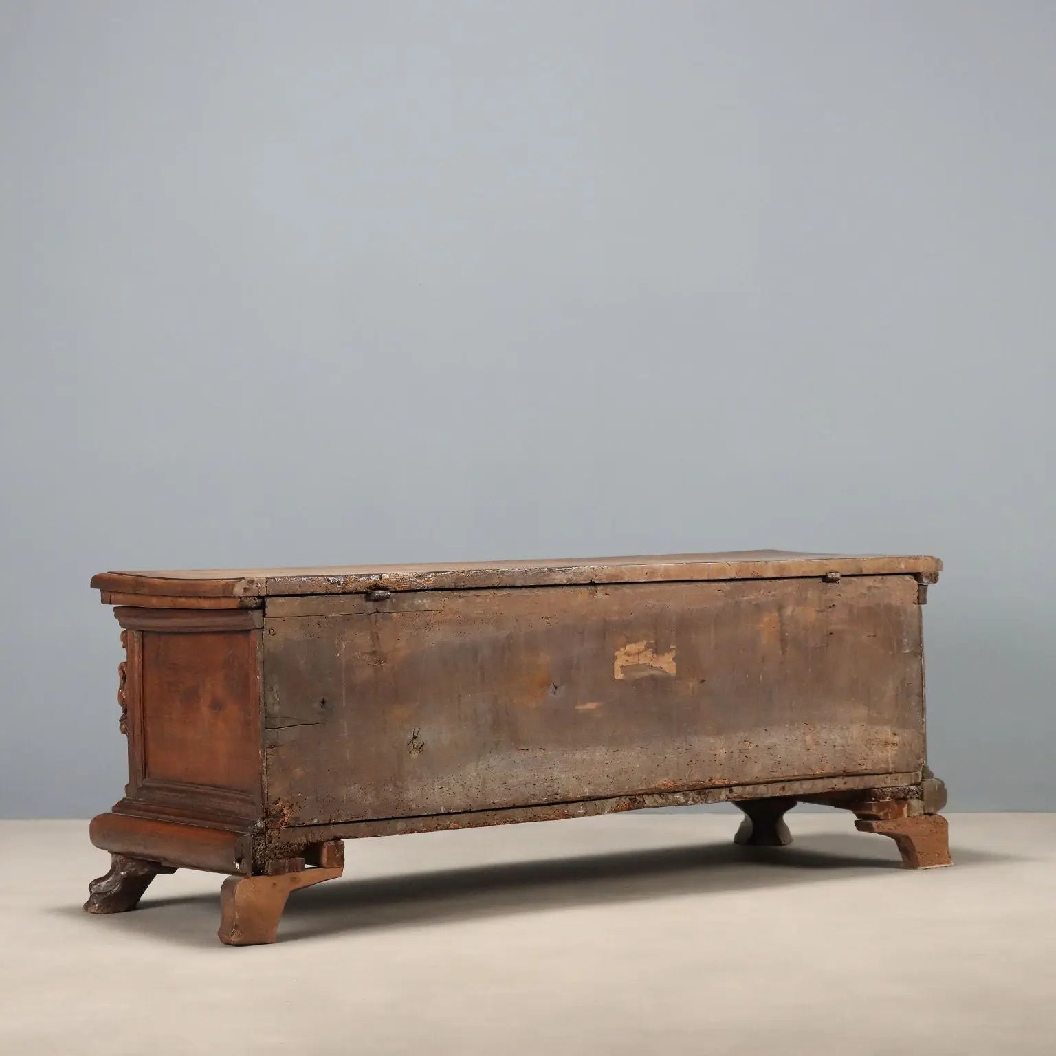 Antique Baroque Chest Walnut Decorations Italy XVIII Century