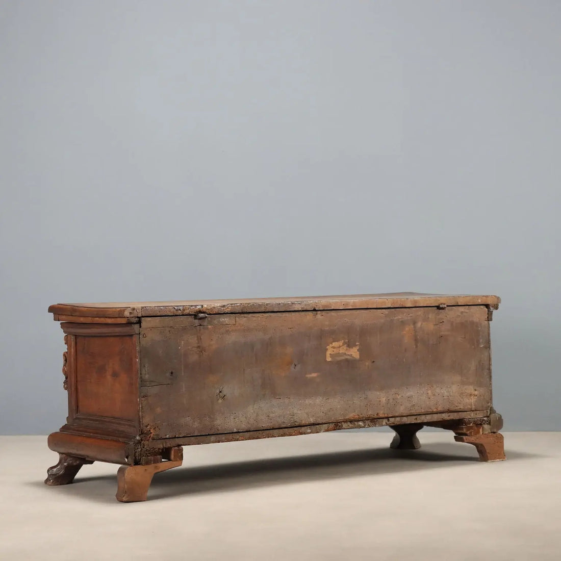 Antique Baroque Chest Walnut Decorations Italy XVIII Century