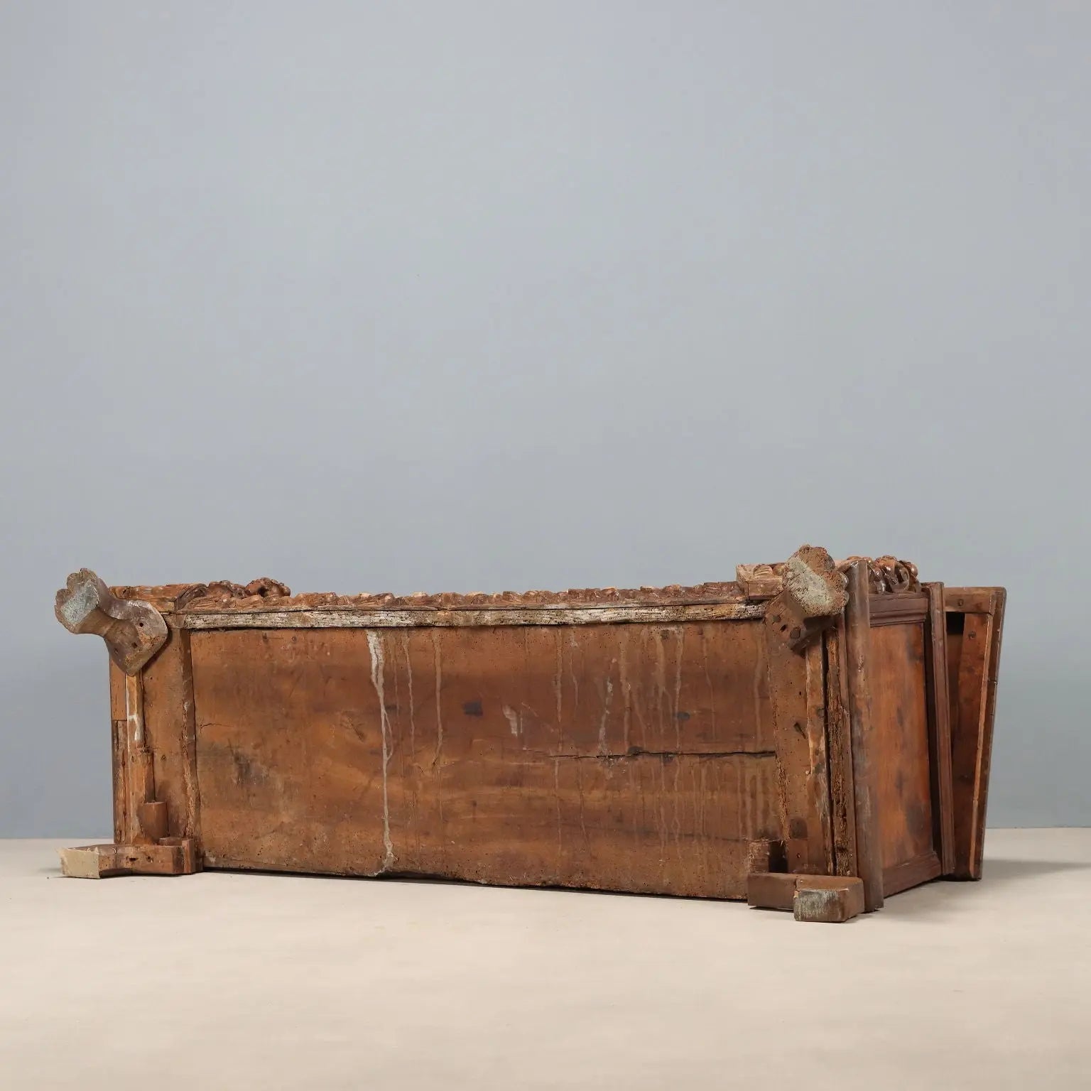 Antique Baroque Chest Walnut Decorations Italy XVIII Century