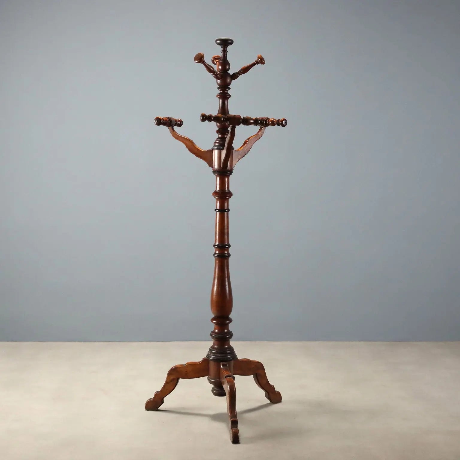 Antique Hall Tree Walnut Painted Linden Italy XIX Century