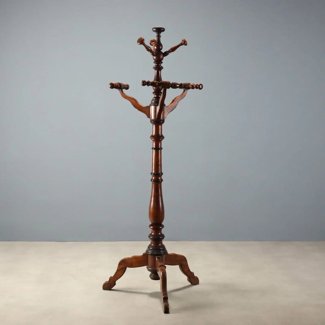 Antique Hall Tree Walnut Painted Linden Italy XIX Century