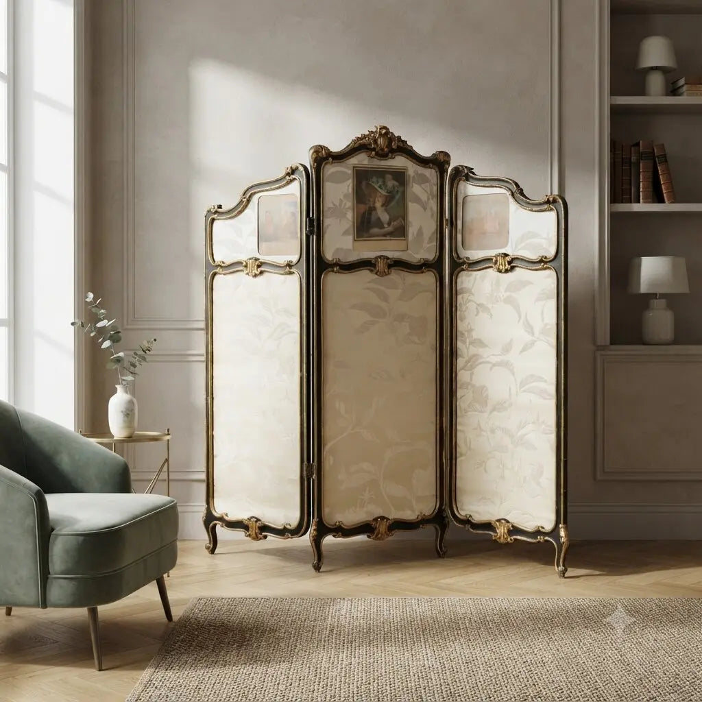 Barocchetto Screen in Gilt Wood, 19th Century Italy