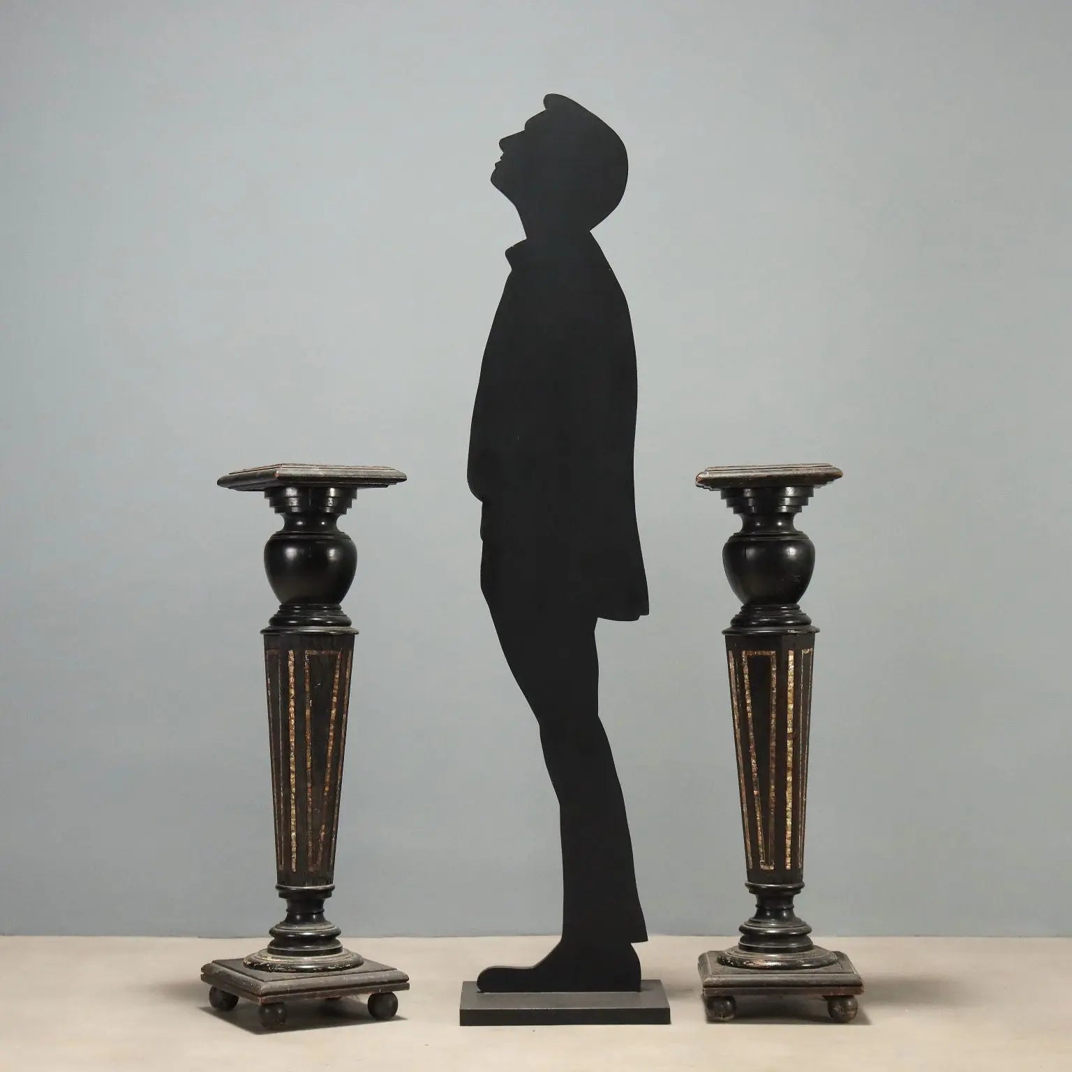 Antique Columns Ebonized Wood Mother of Pearl XIX Century