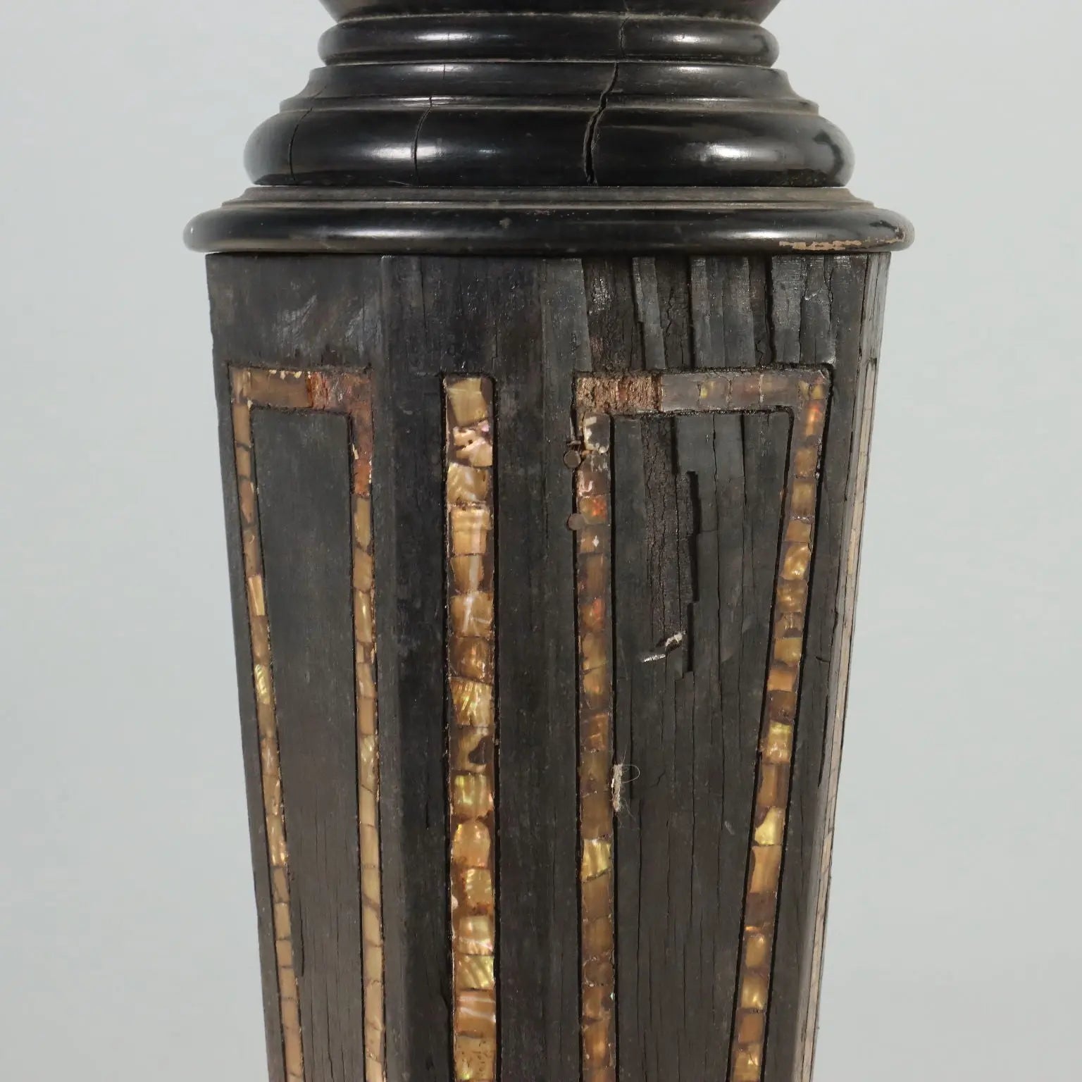 Antique Columns Ebonized Wood Mother of Pearl XIX Century