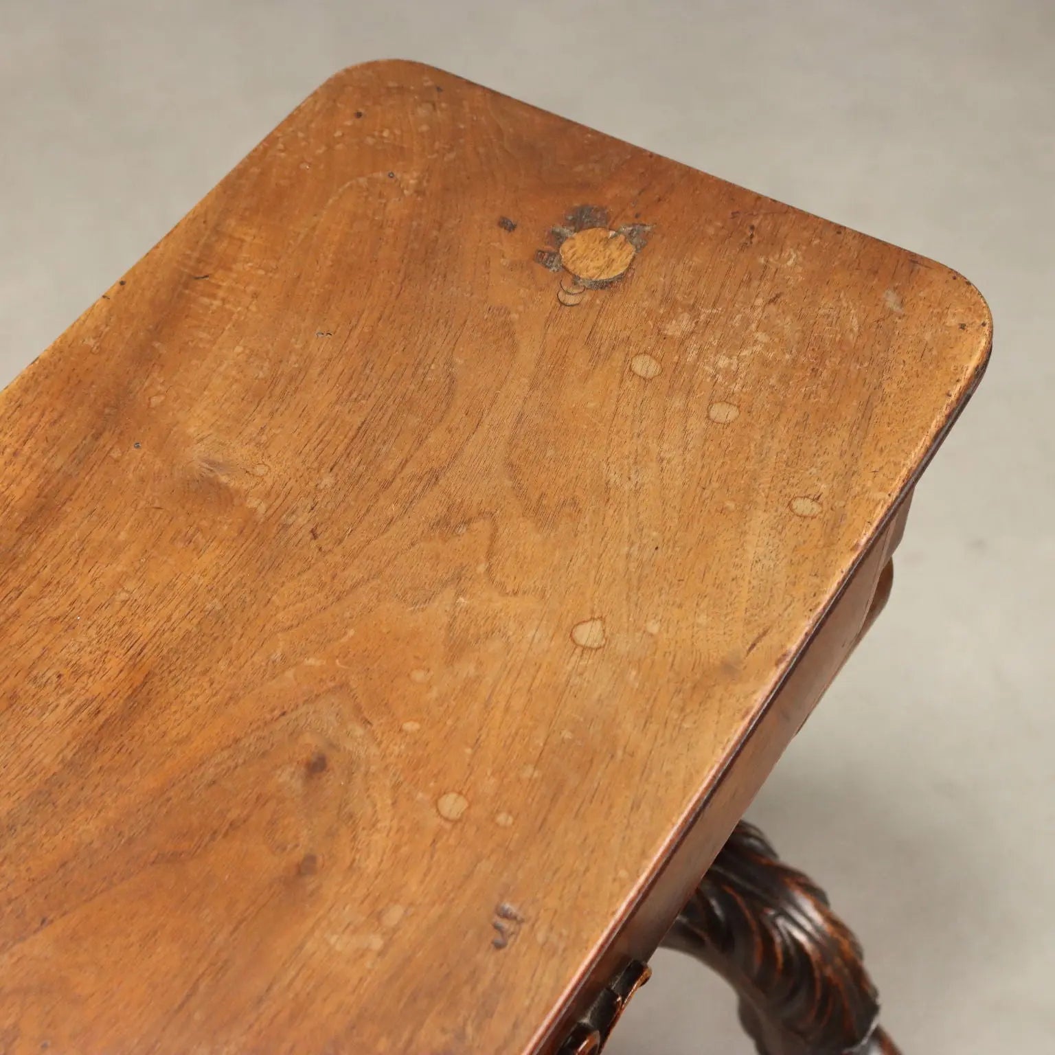 Small Antique Table Carved Walnut Italy Mid XIX Century