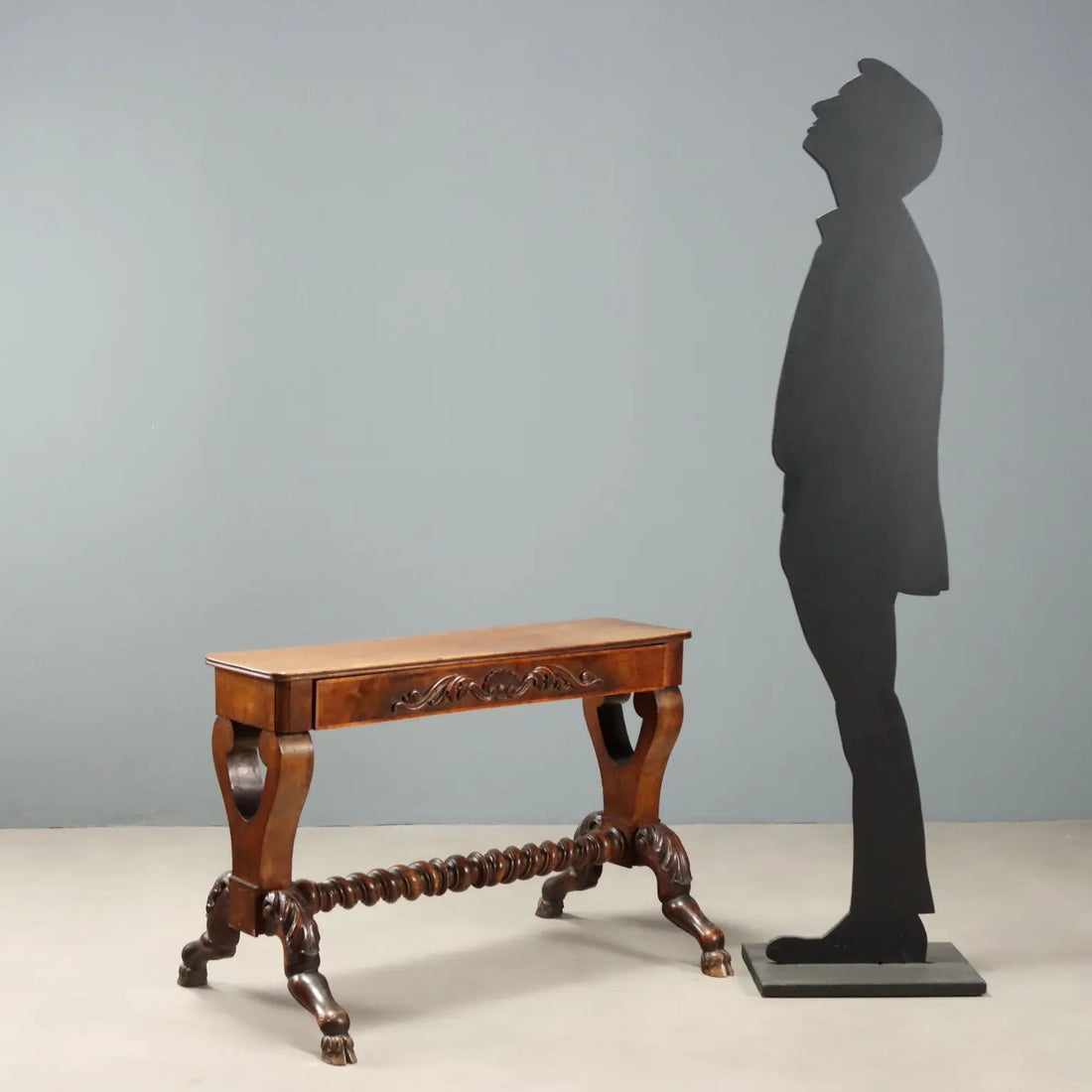Small Antique Table Carved Walnut Italy Mid XIX Century