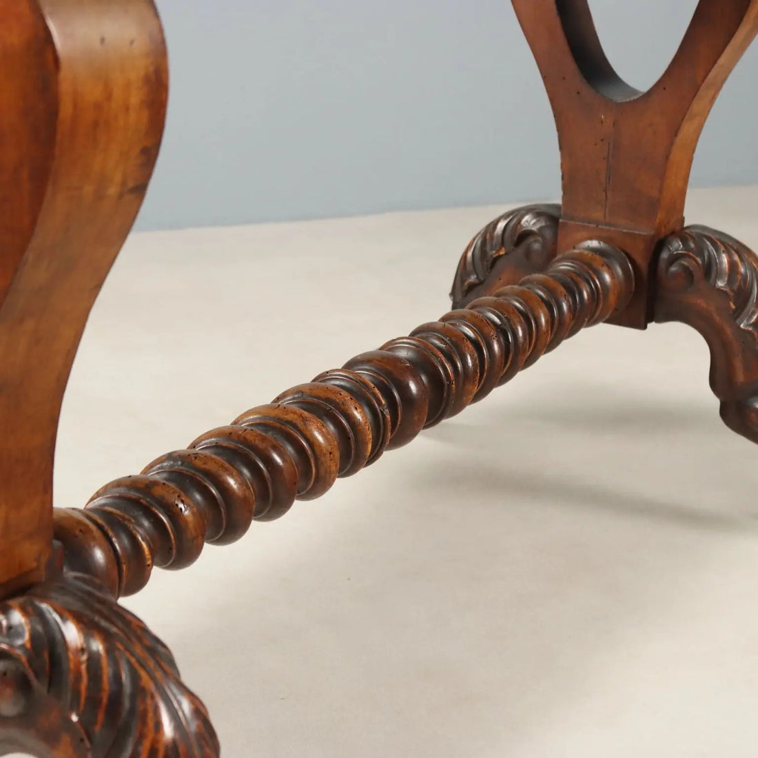 Small Antique Table Carved Walnut Italy Mid XIX Century