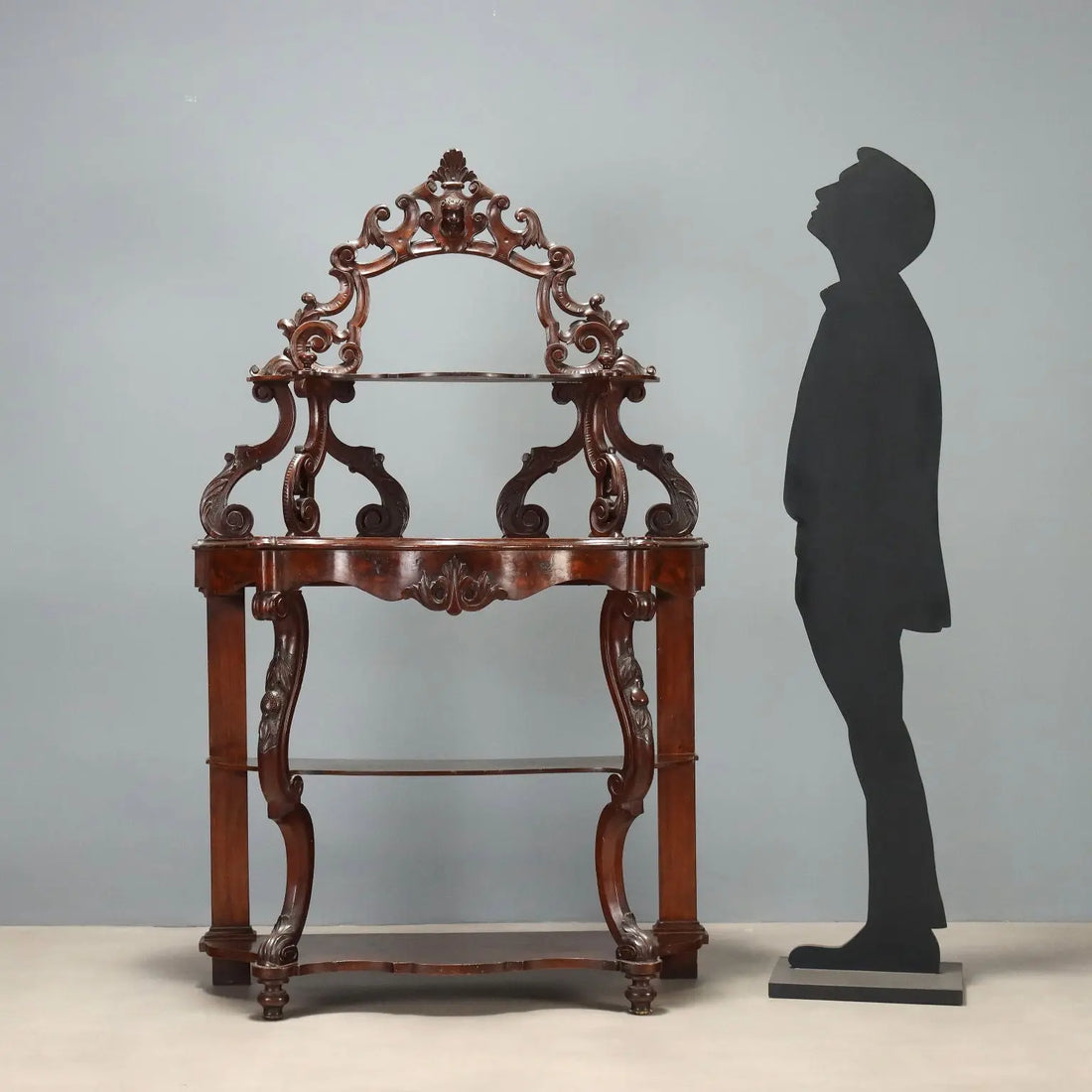 Antique Etagere Louis Philippe Walnut Leafy Carvings XIX Century