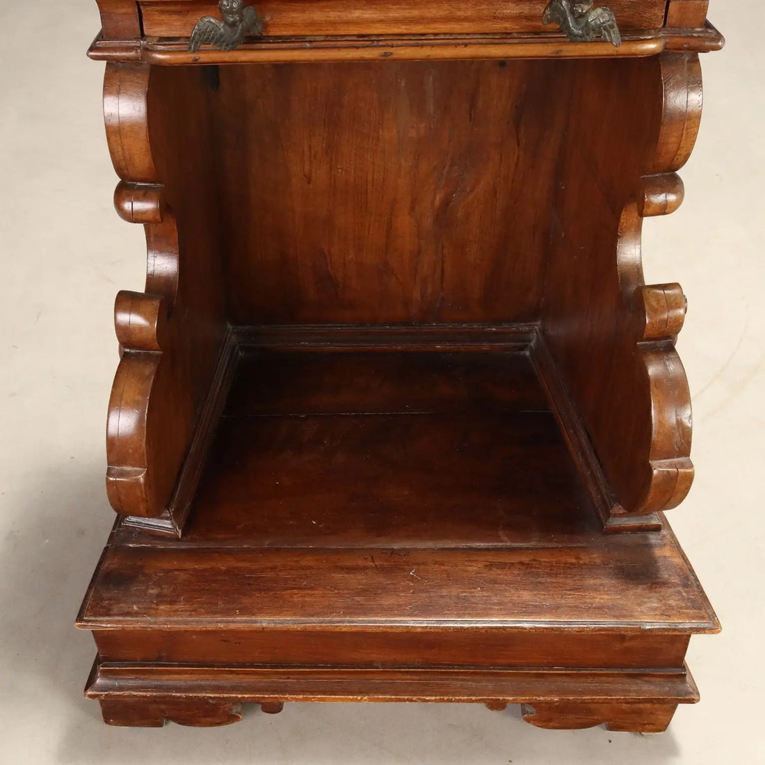 Antique Prayer Desk Baroque Style Walnut Drawer Italy XX Century