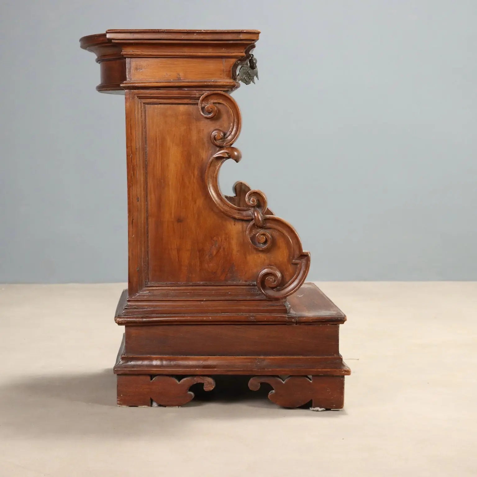 Antique Prayer Desk Baroque Style Walnut Drawer Italy XX Century