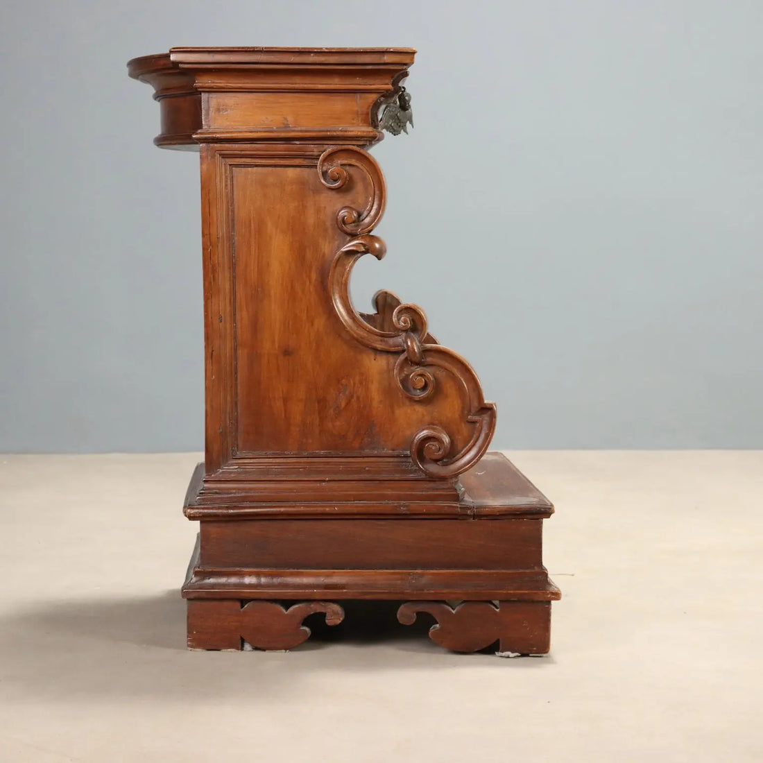 Antique Prayer Desk Baroque Style Walnut Drawer Italy XX Century