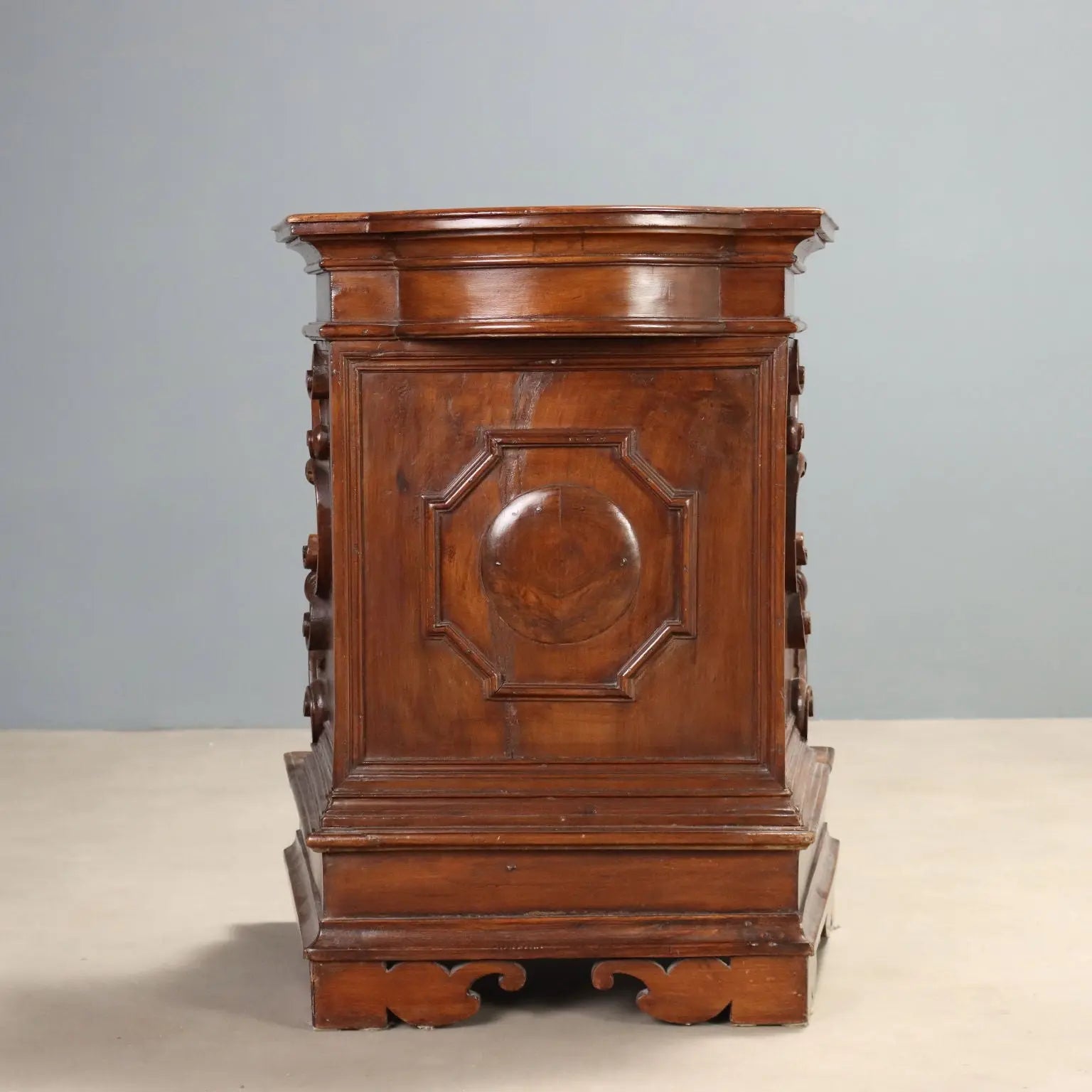 Antique Prayer Desk Baroque Style Walnut Drawer Italy XX Century