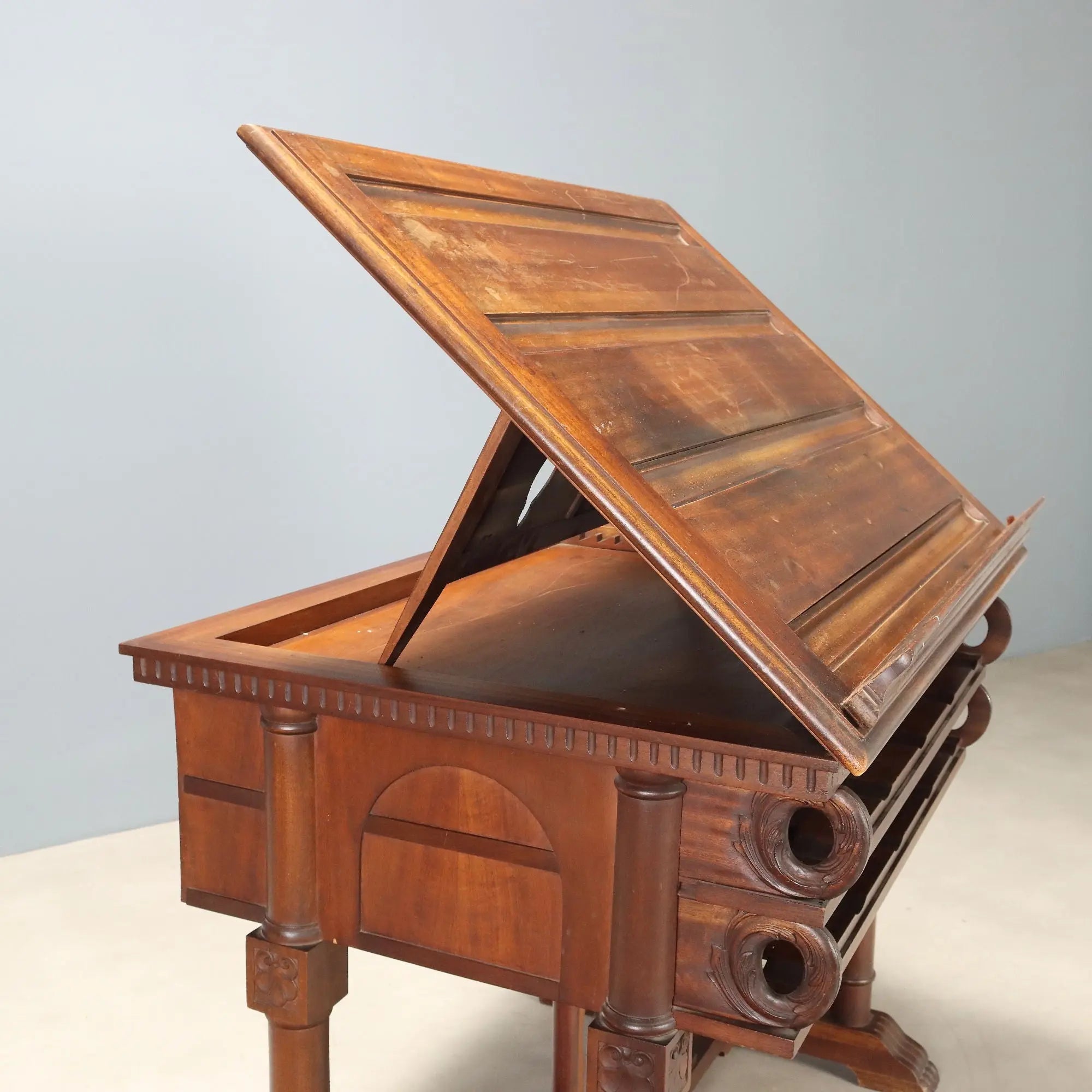 Great Antique Lectern Walnut Italy Late XIX Century