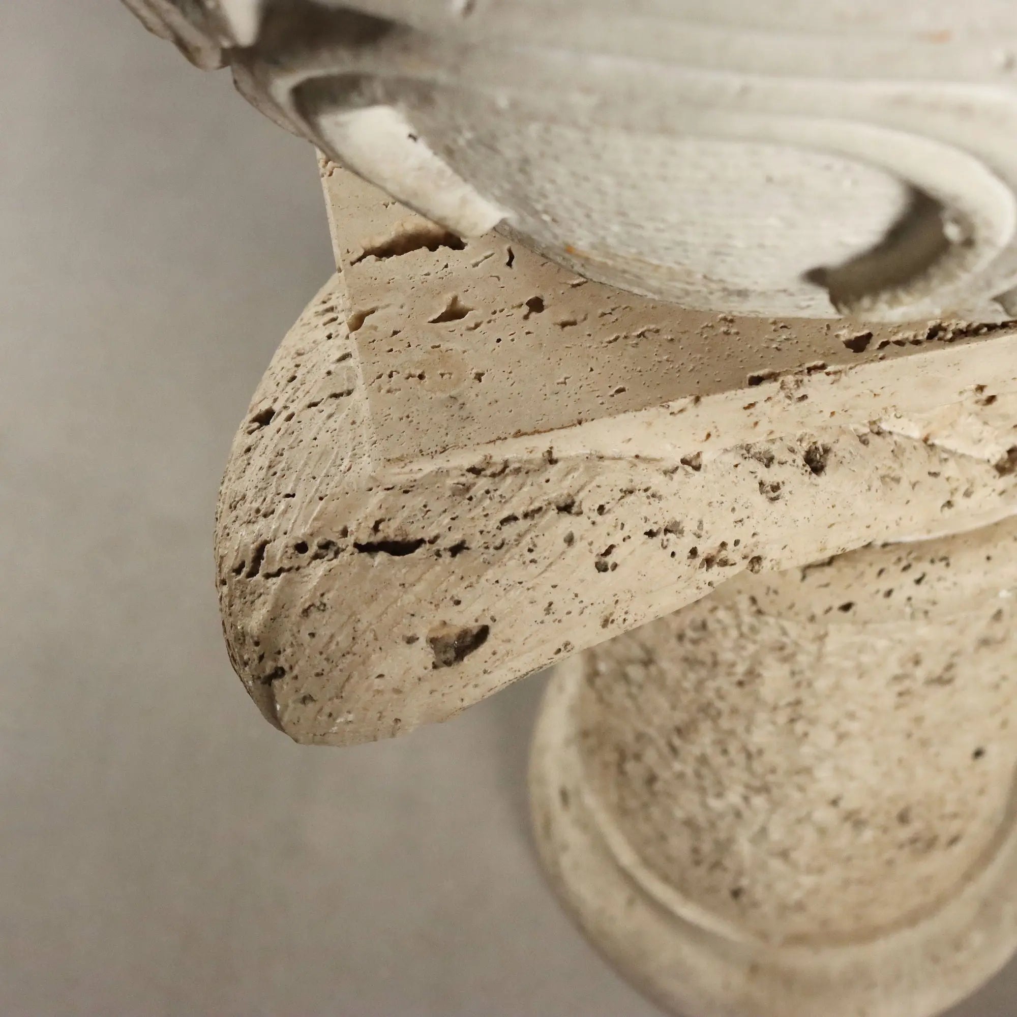 Antique Column Stone and Curly Decorated Vase Italy XX Century
