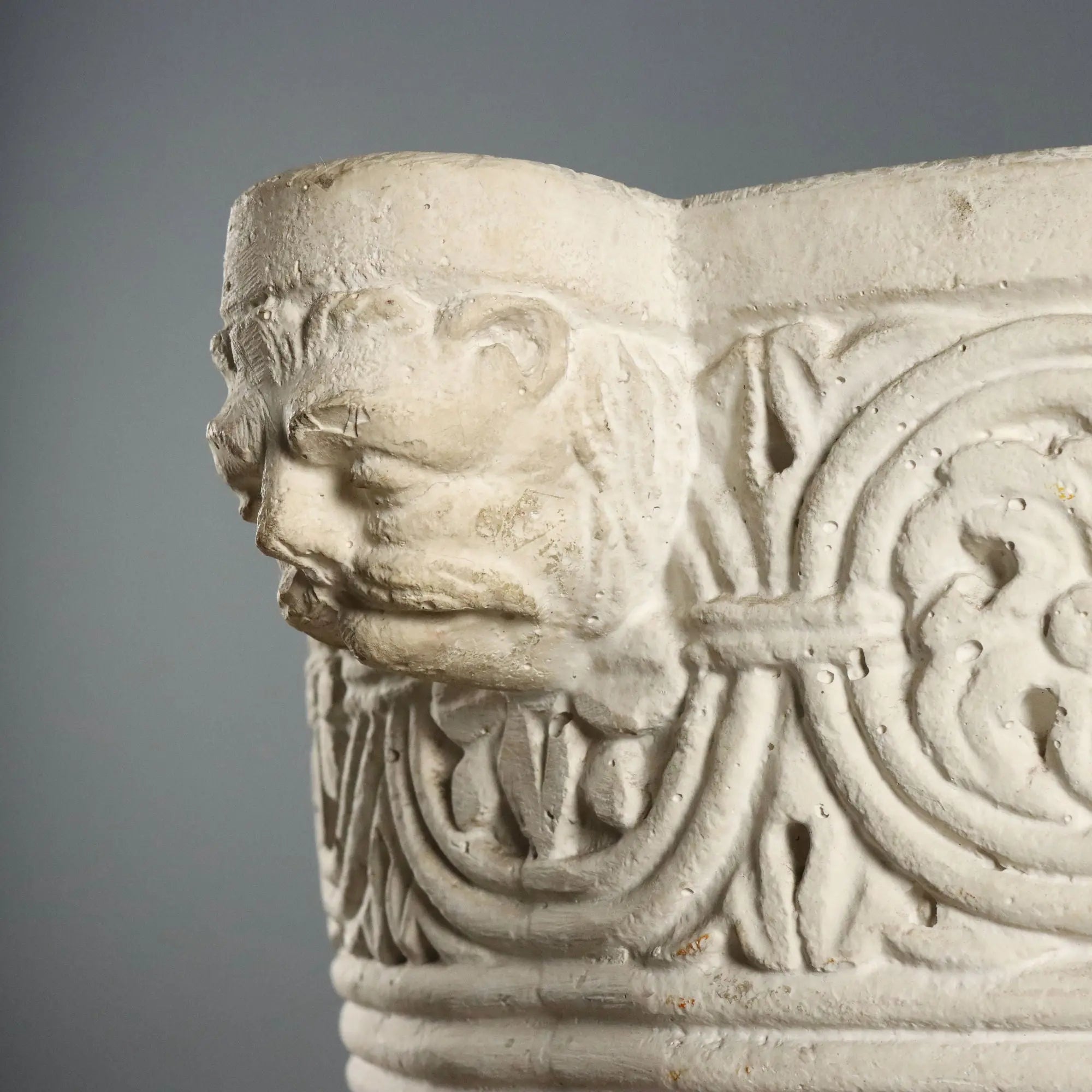 Antique Column Stone and Curly Decorated Vase Italy XX Century