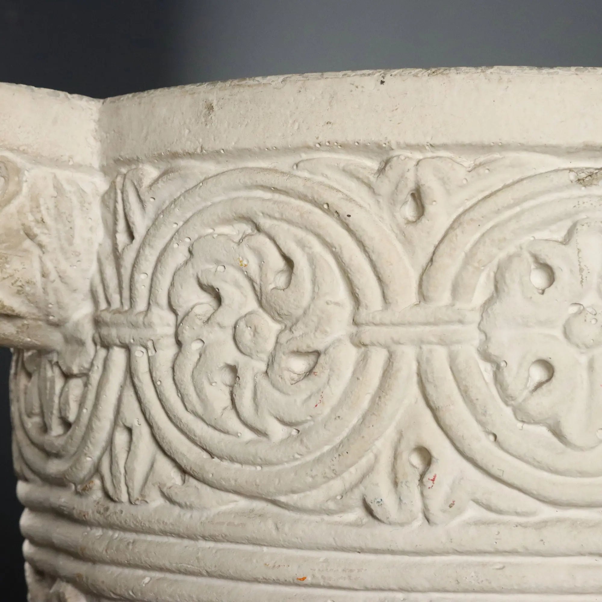 Antique Column Stone and Curly Decorated Vase Italy XX Century