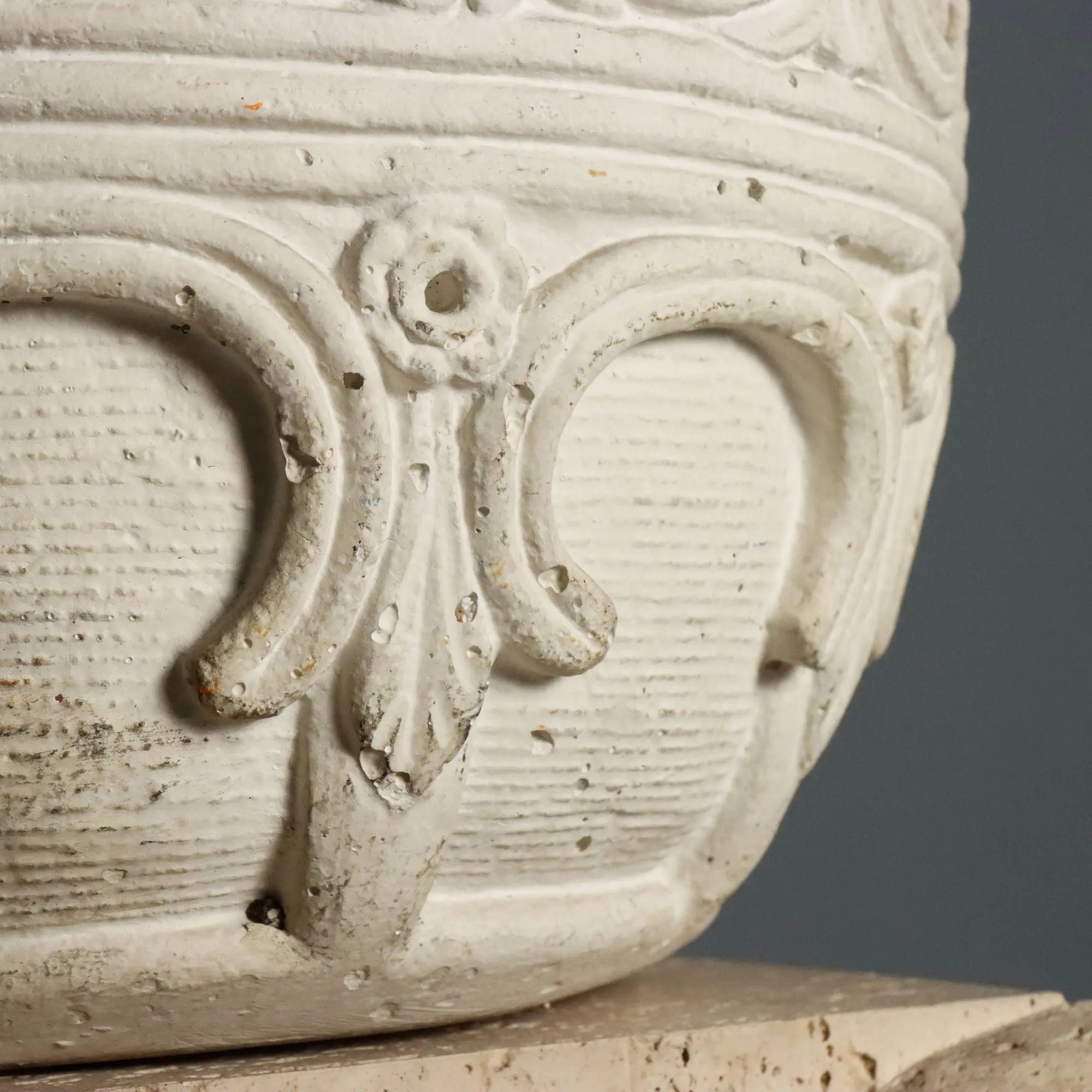 Antique Column Stone and Curly Decorated Vase Italy XX Century