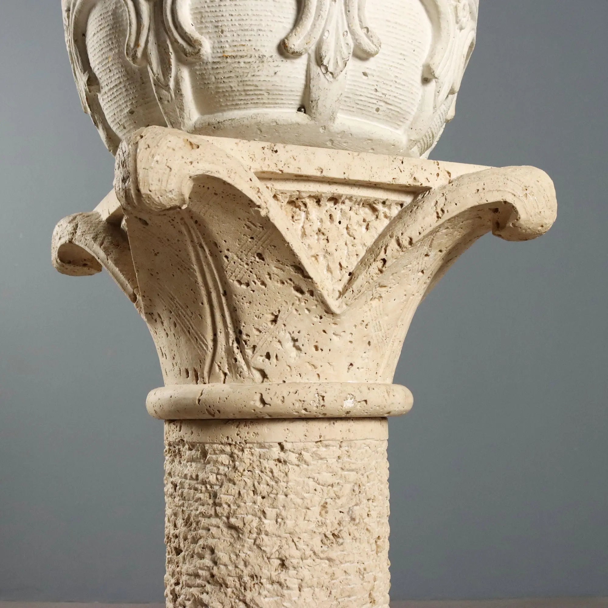 Antique Column Stone and Curly Decorated Vase Italy XX Century