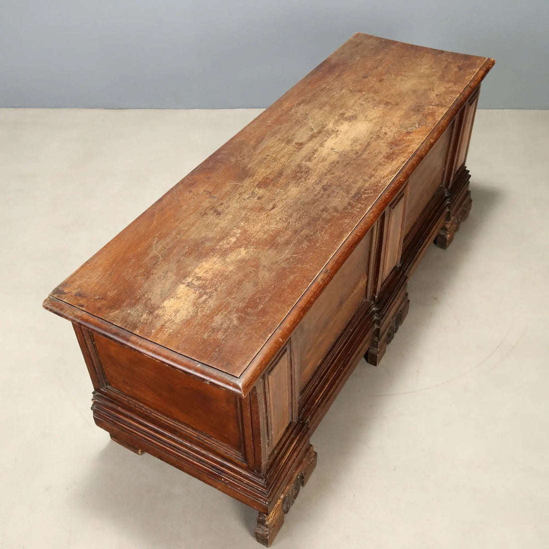 Antique Baroque Chest Walnut Carvings Italy XVIII Century