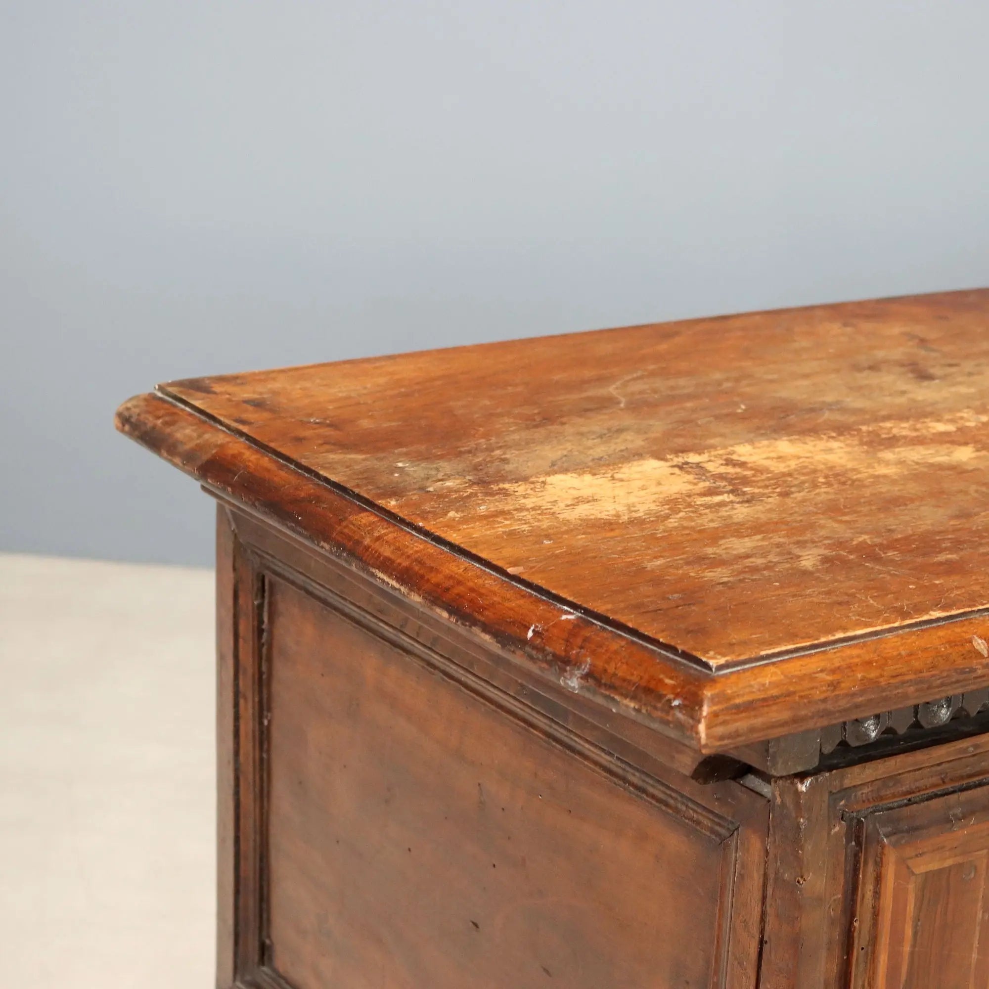 Antique Baroque Chest Walnut Carvings Italy XVIII Century