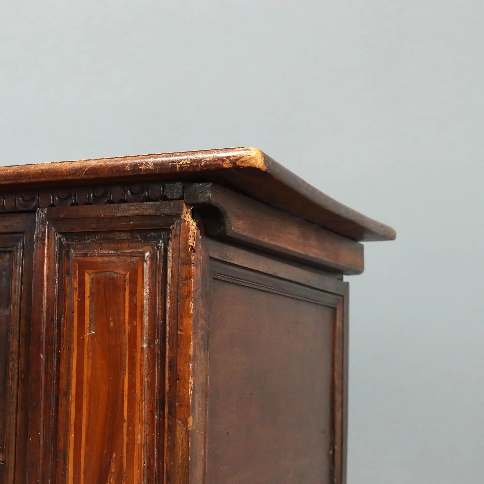 Antique Baroque Chest Walnut Carvings Italy XVIII Century
