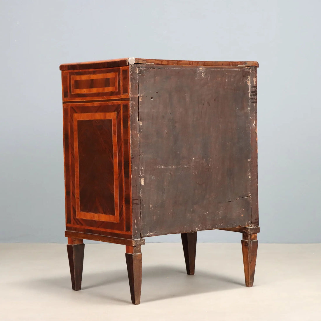 Antique Neoclassical Nightstand Bar Compartment Wood XX Century