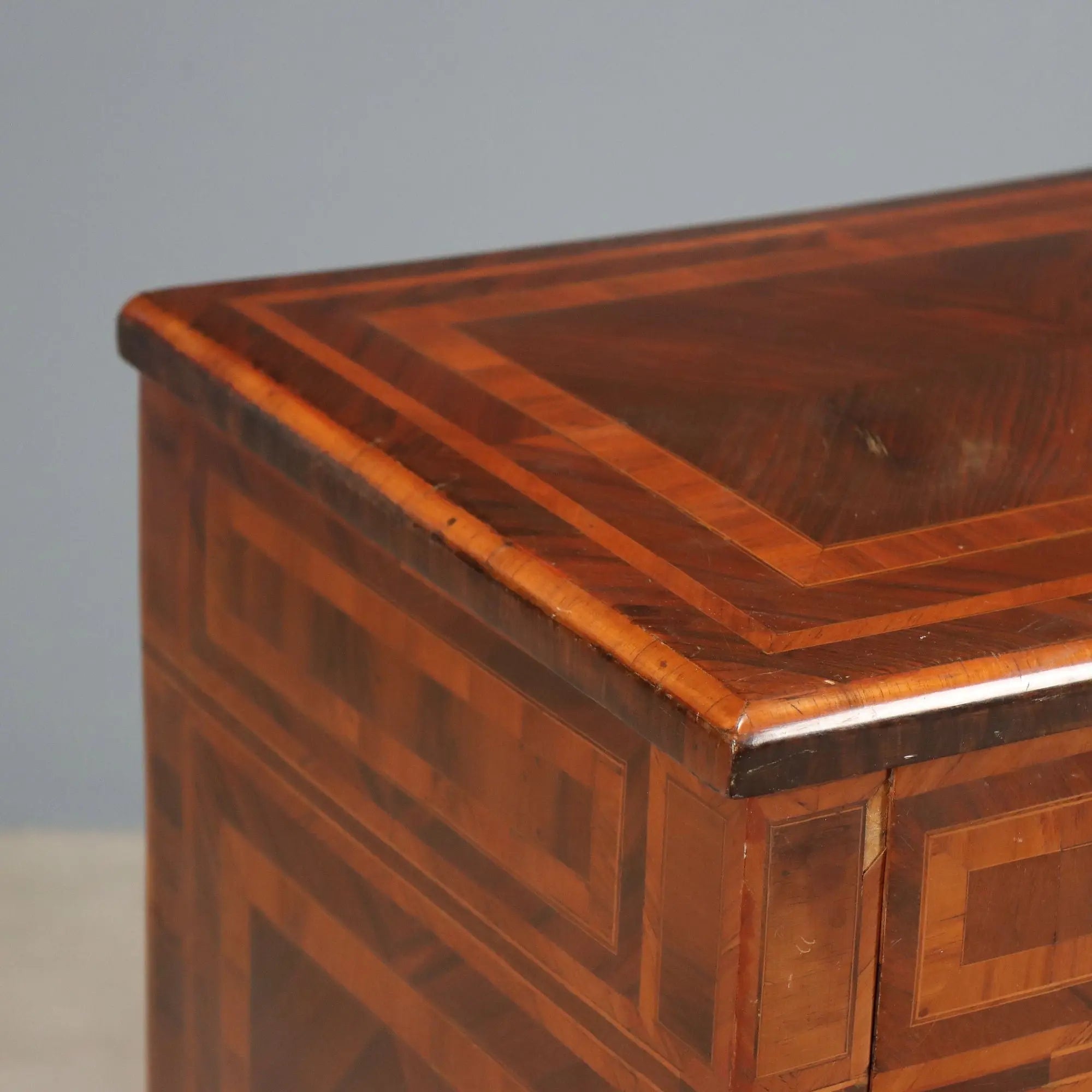 Antique Neoclassical Nightstand Bar Compartment Wood XX Century