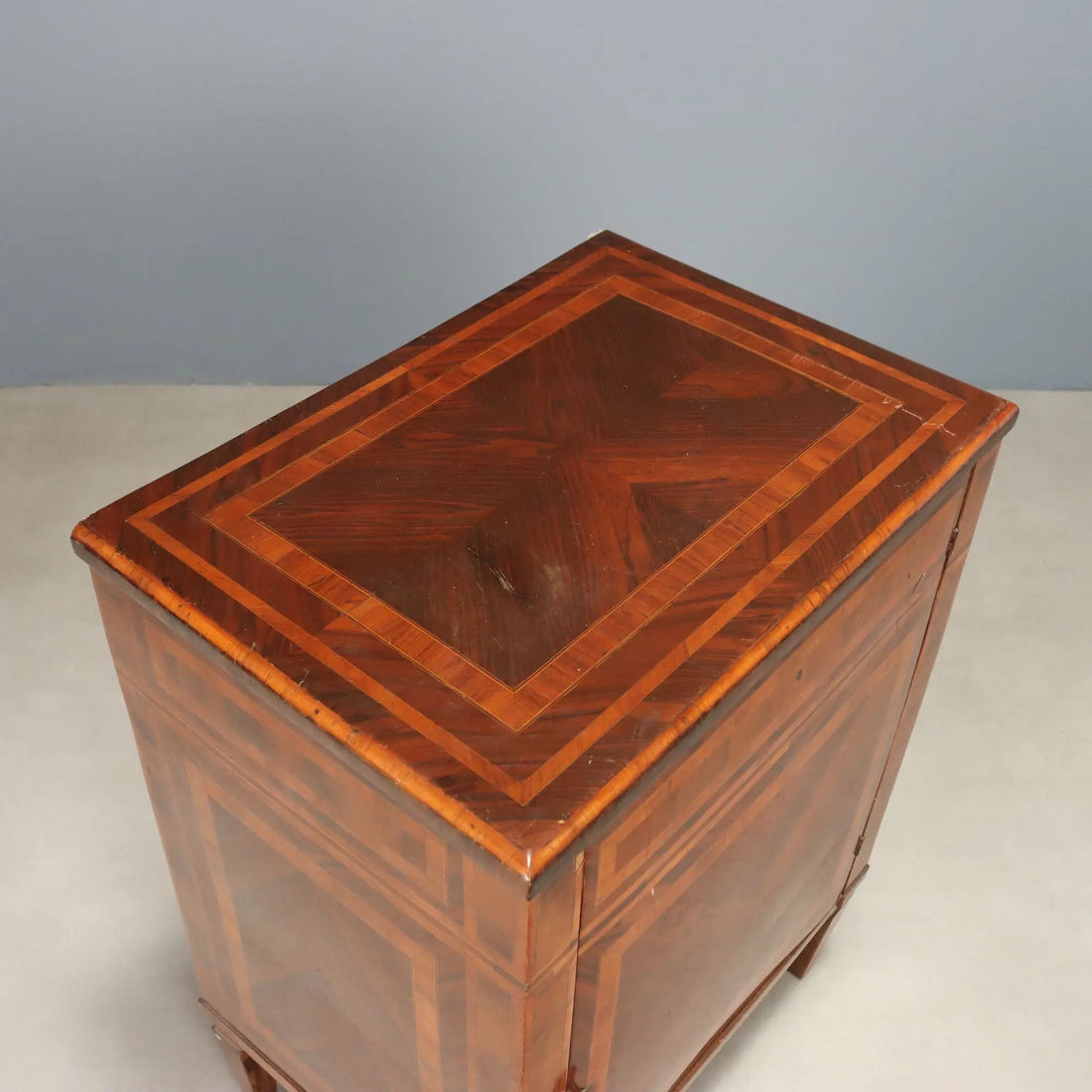 Antique Neoclassical Nightstand Bar Compartment Wood XX Century