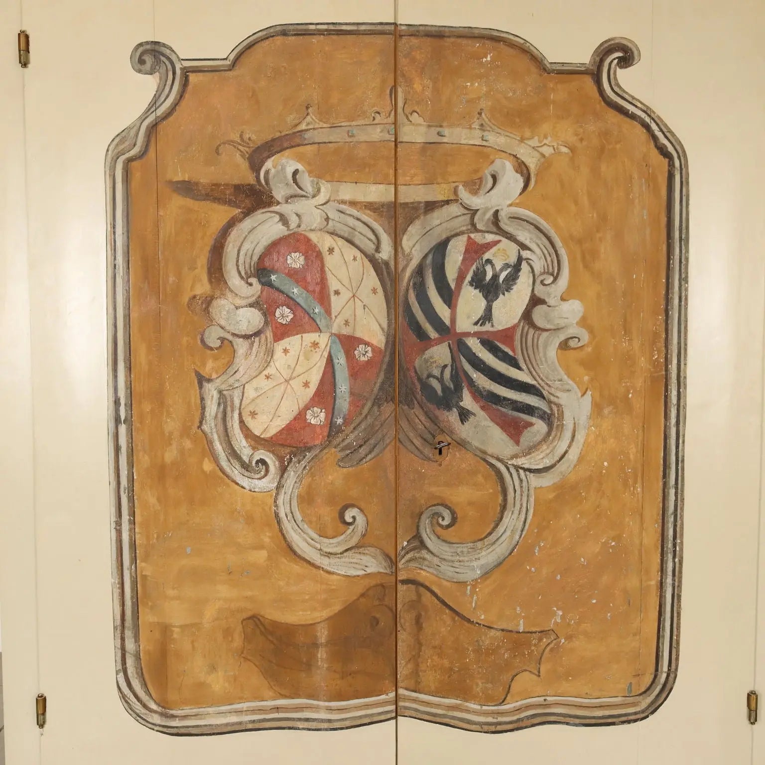Antique Wardrobe Baroque Style Coat of Arms Fir XX Century - Italy, XX Century | Antiques | Wardrobes